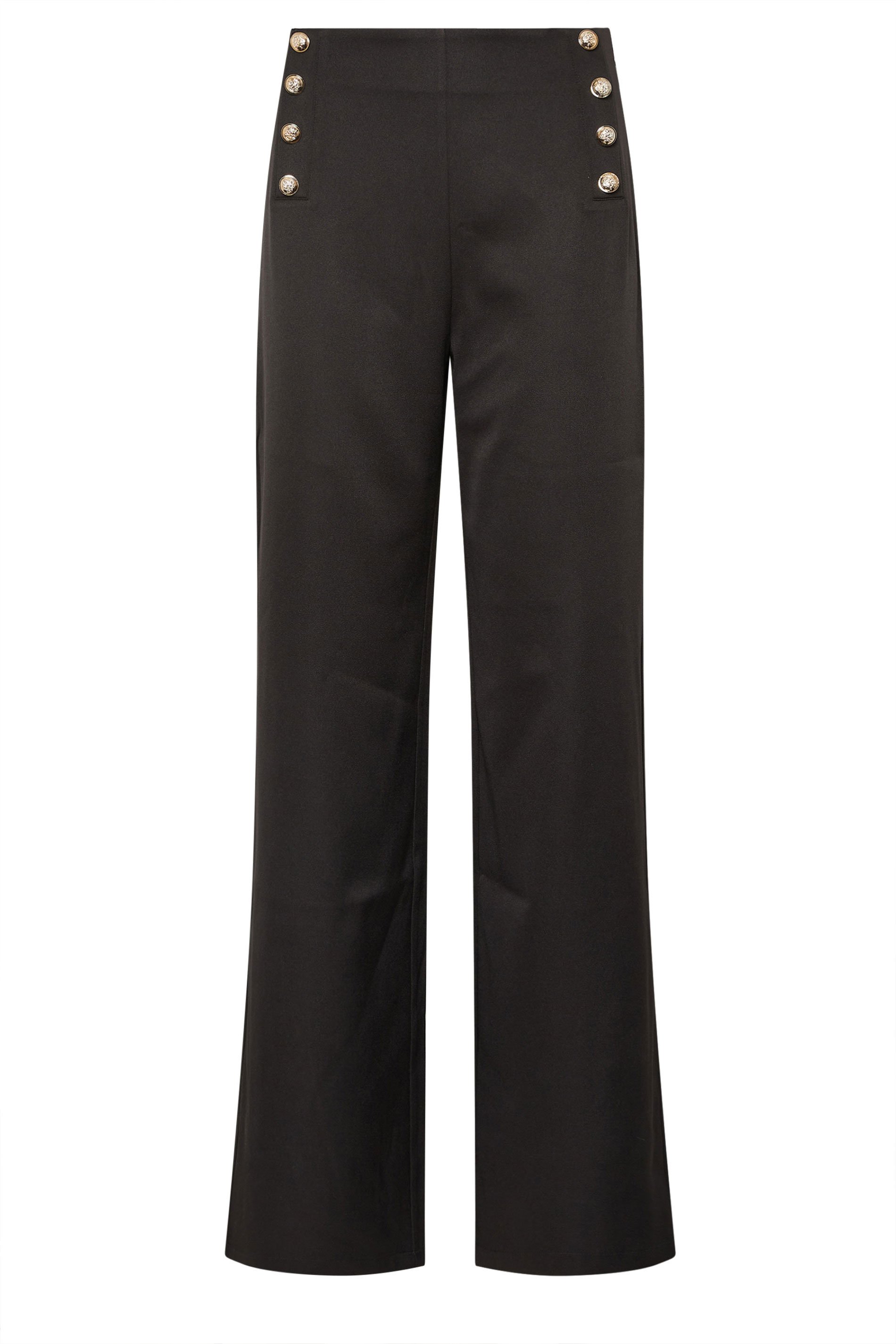 LTS Tall Black Military Button Detail Trousers | Long Tall Sally 5