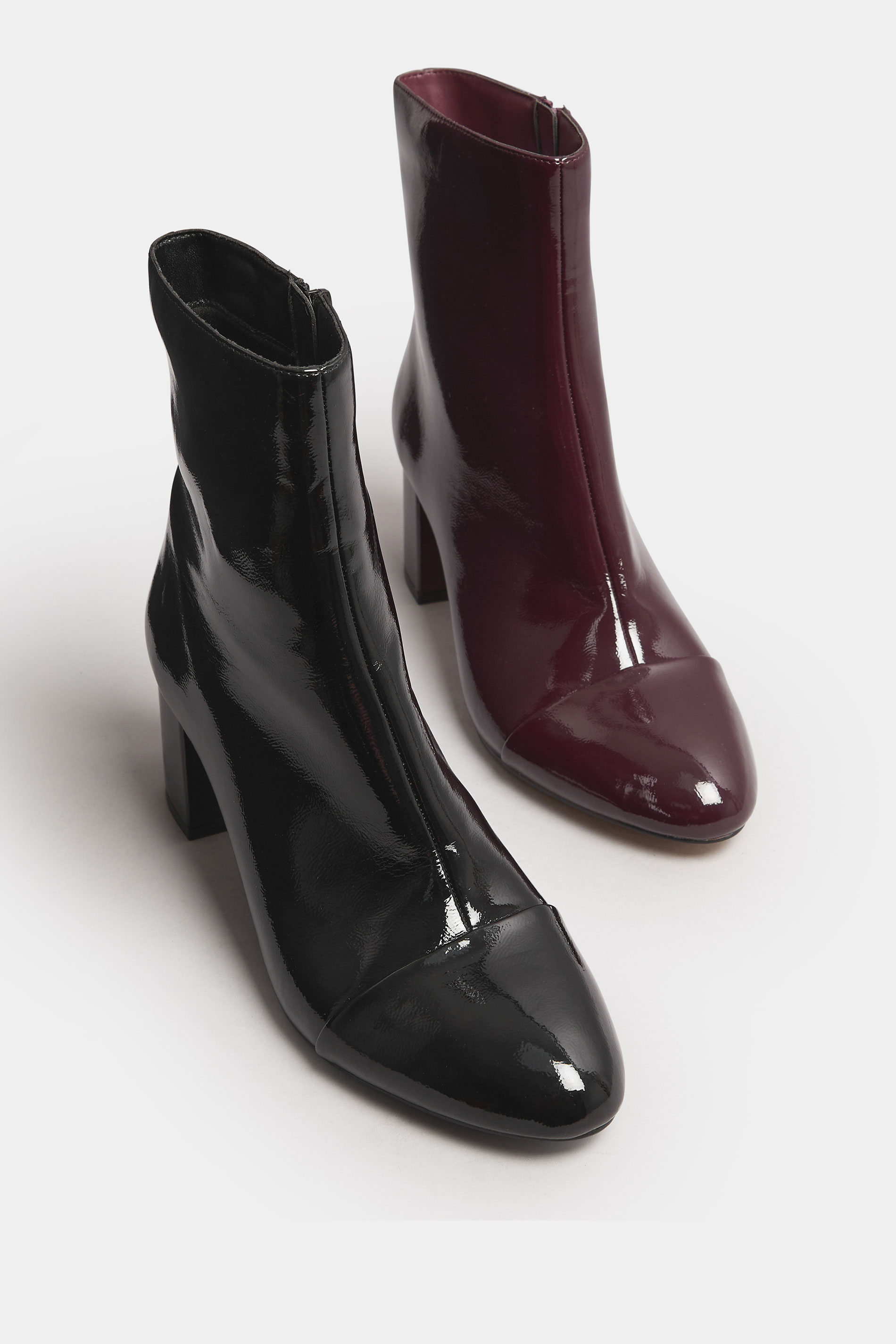 LTS Black Patent Block Heel Ankle Boot In Standard Fit | Long Tall Sally 6