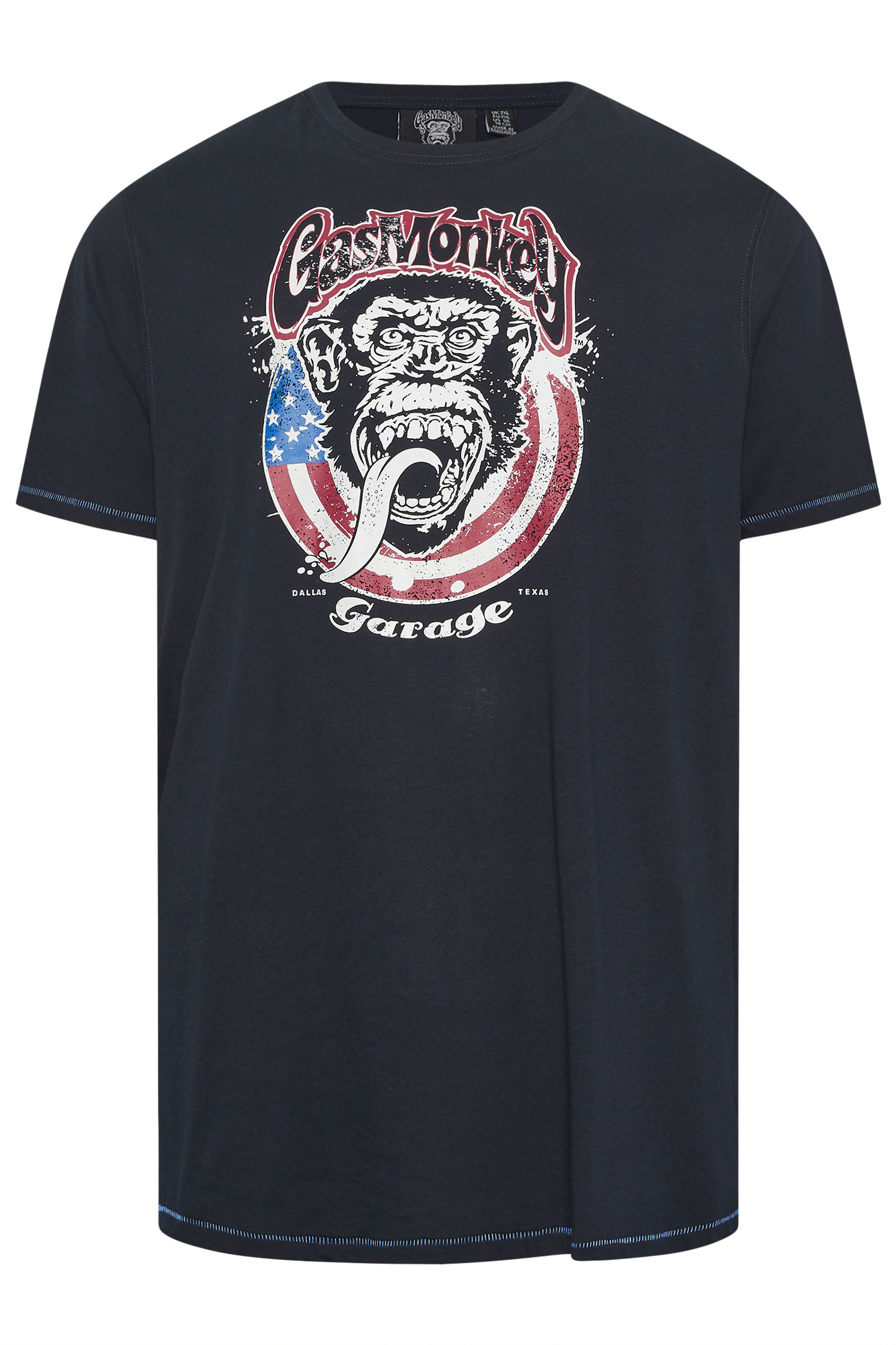 D555 Big & Tall Navy Blue Gas Monkey Graphic Print T-Shirt | BadRhino 3
