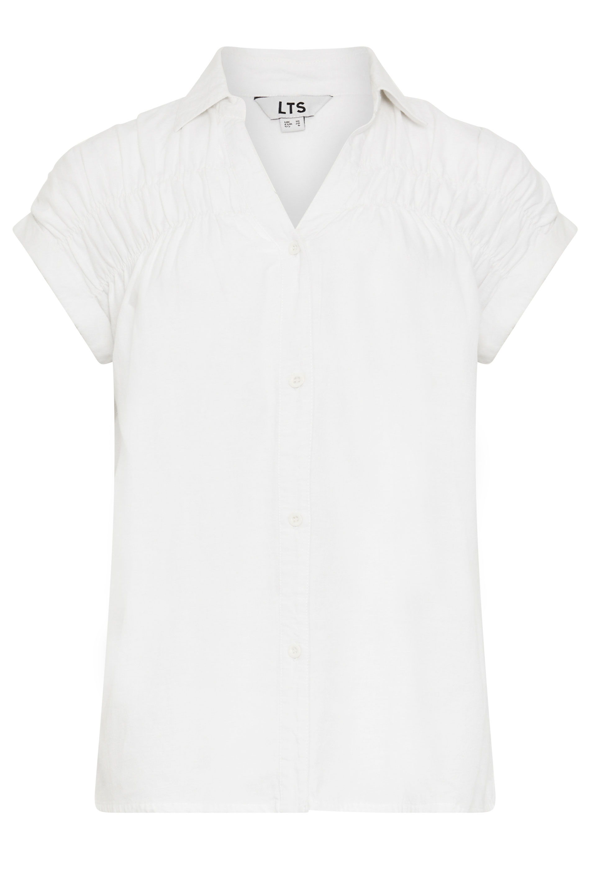 LTS Tall Women's White Shirred Detail Linen Blouse | Long Tall Sally 5