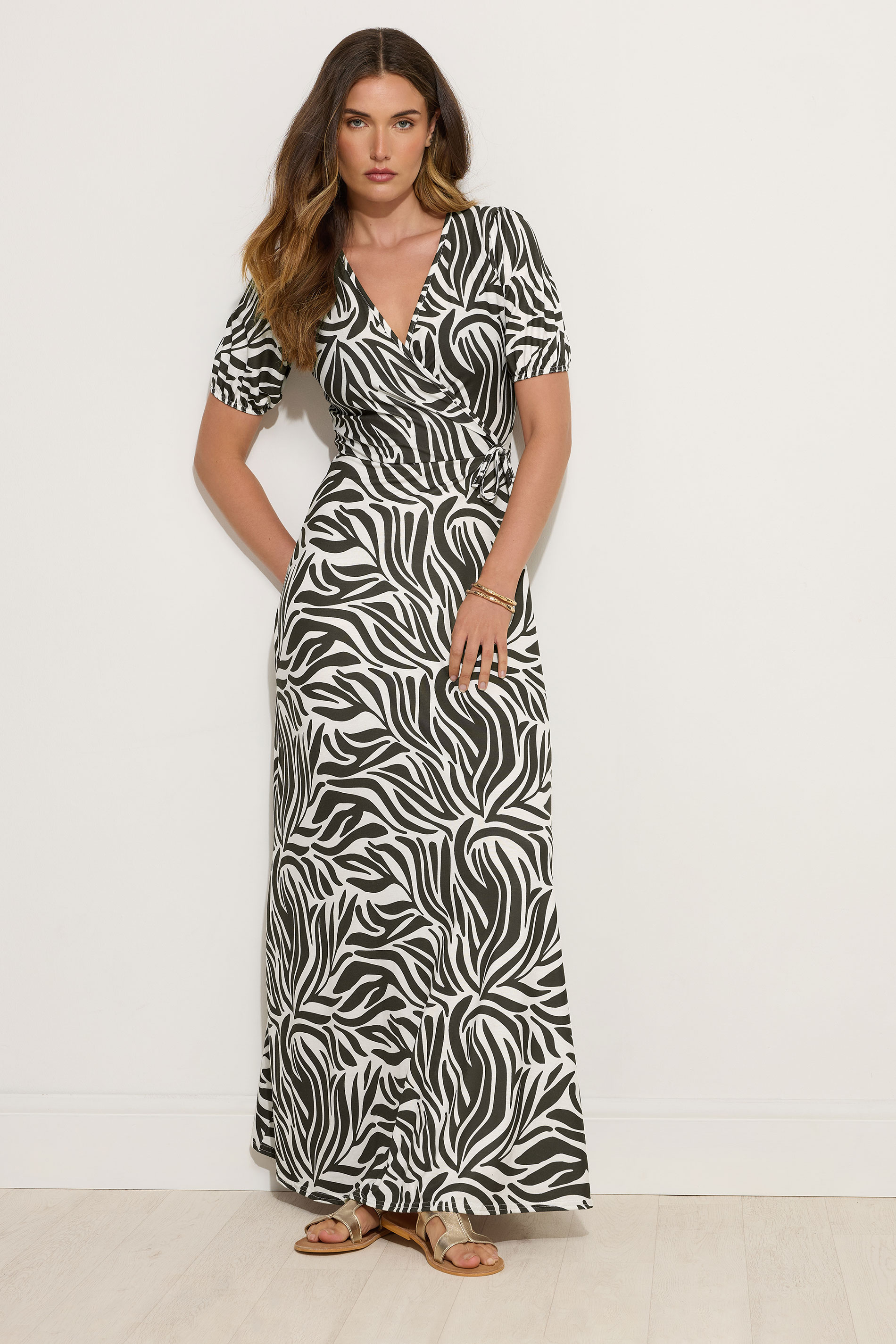LTS Tall Black Abstract Wrap Maxi Dress | Long Tall Sally 2