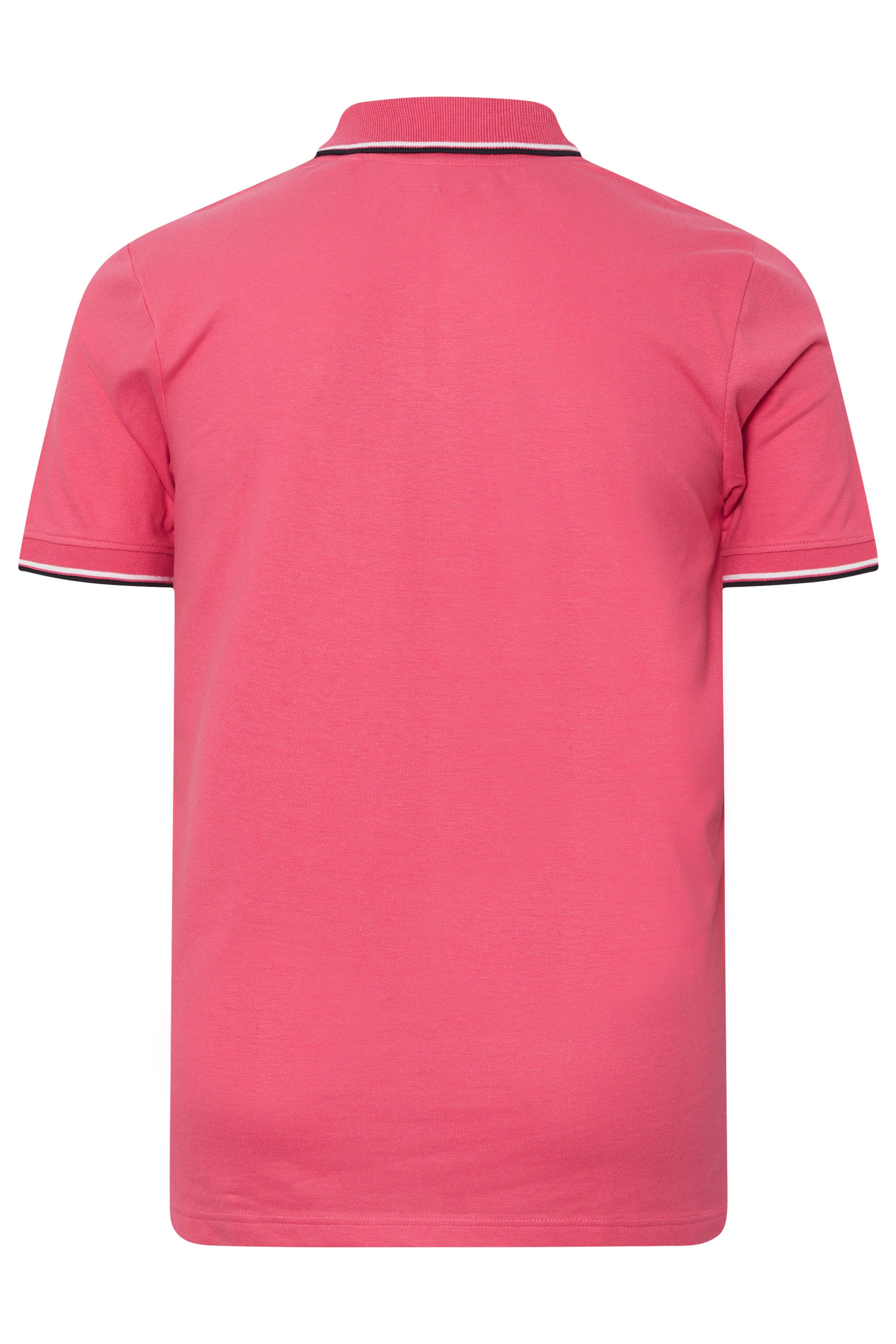 BadRhino Big & Tall Pink Tipped Polo Shirt  7