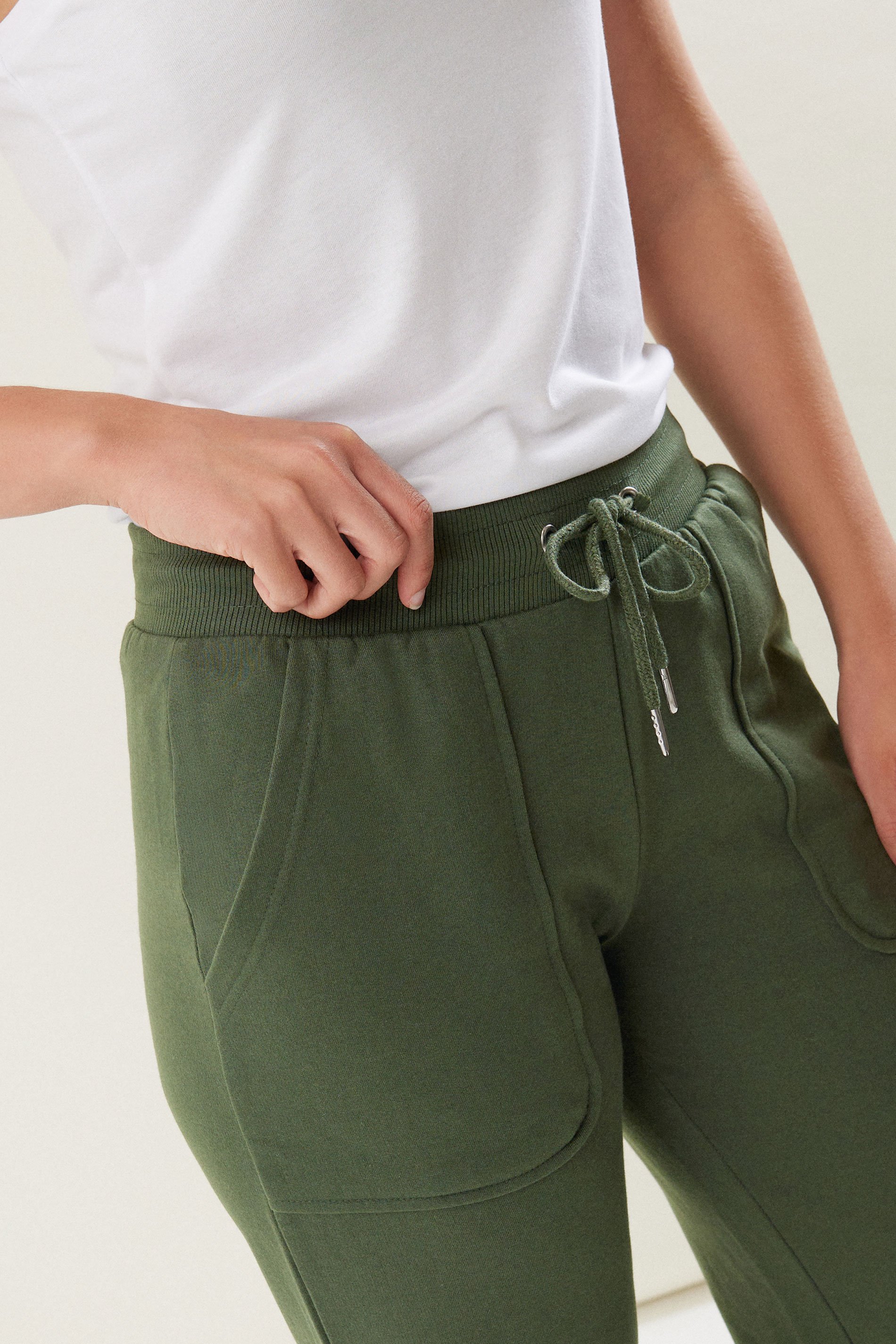 LTS Tall Khaki Green Pocket Patch Wide Leg Joggers | Long Tall Sally 4