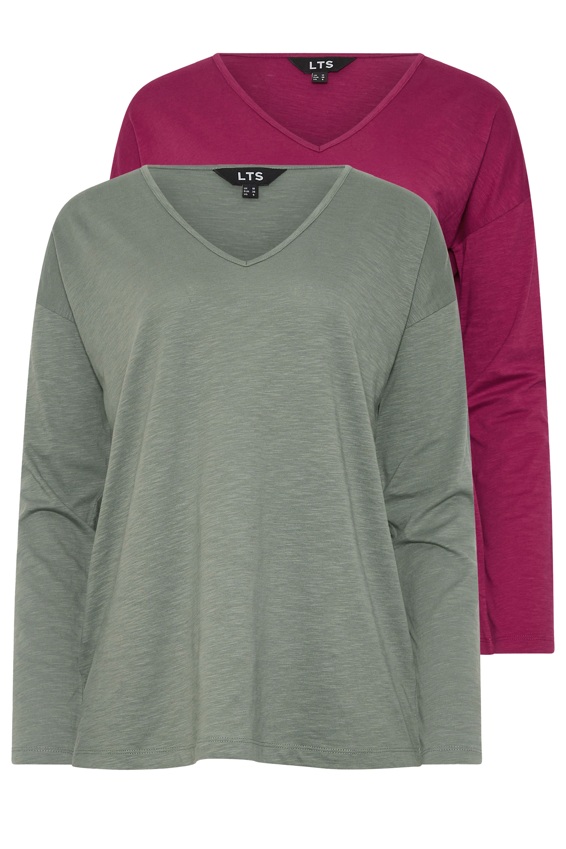 LTS Tall 2 PACK Berry Pink & Grey Long Sleeve T-Shirts | Long Tall Sally 7