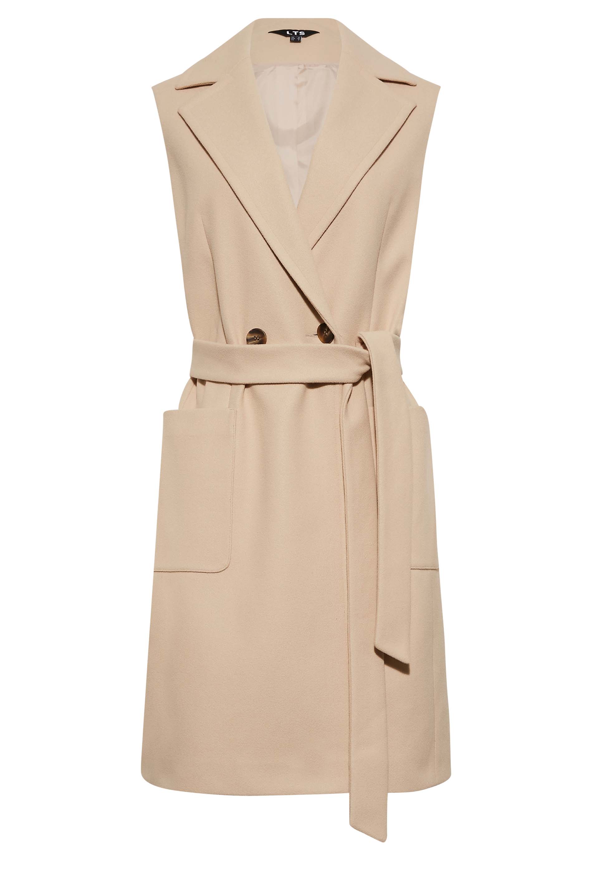 LTS Tall Women's Natural Brown Sleeveless Double Breasted Jacket | Long Tall Sally 6