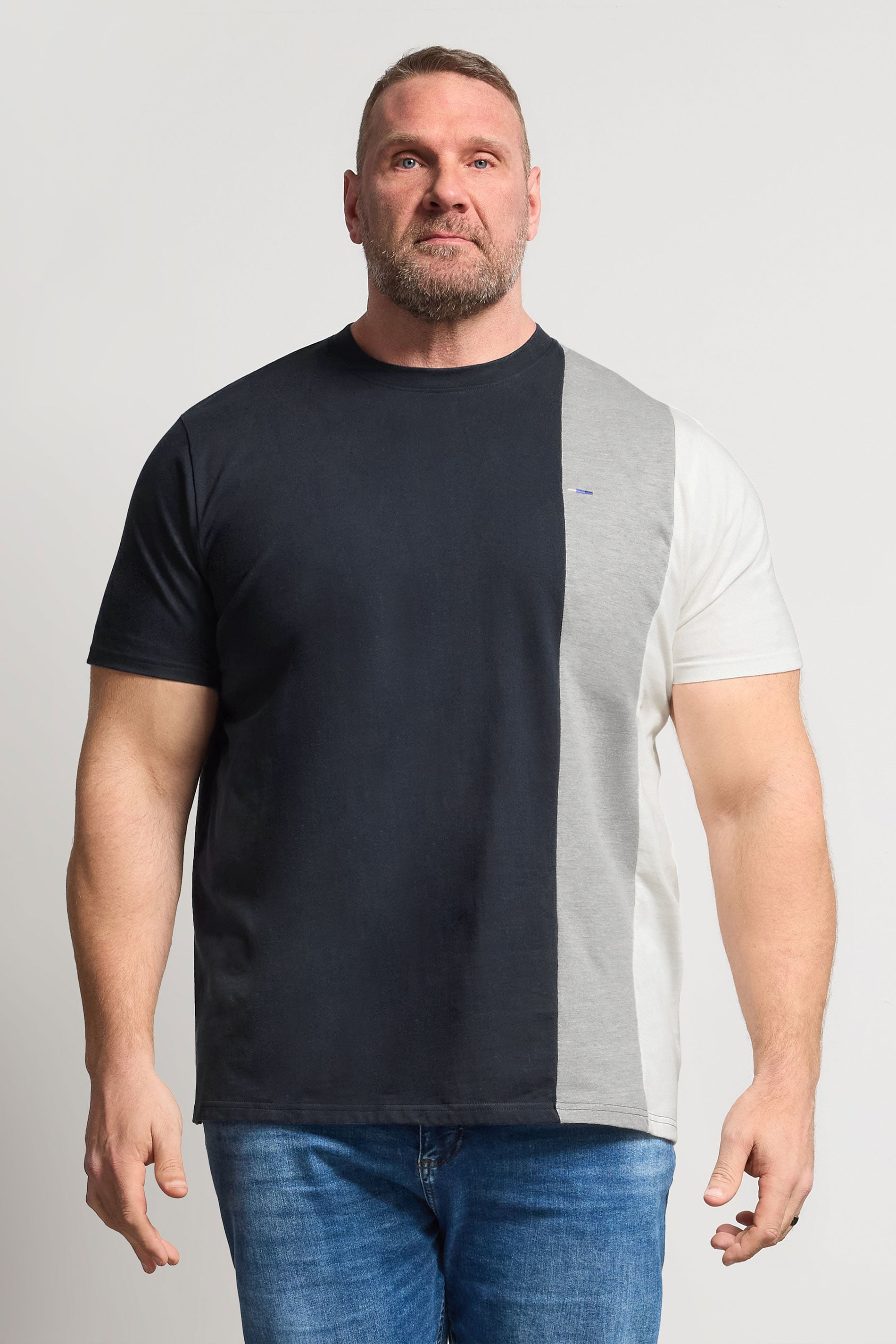 BadRhino Big & Tall Navy Blue Cut & Sew  T-Shirt | BadRhino 1