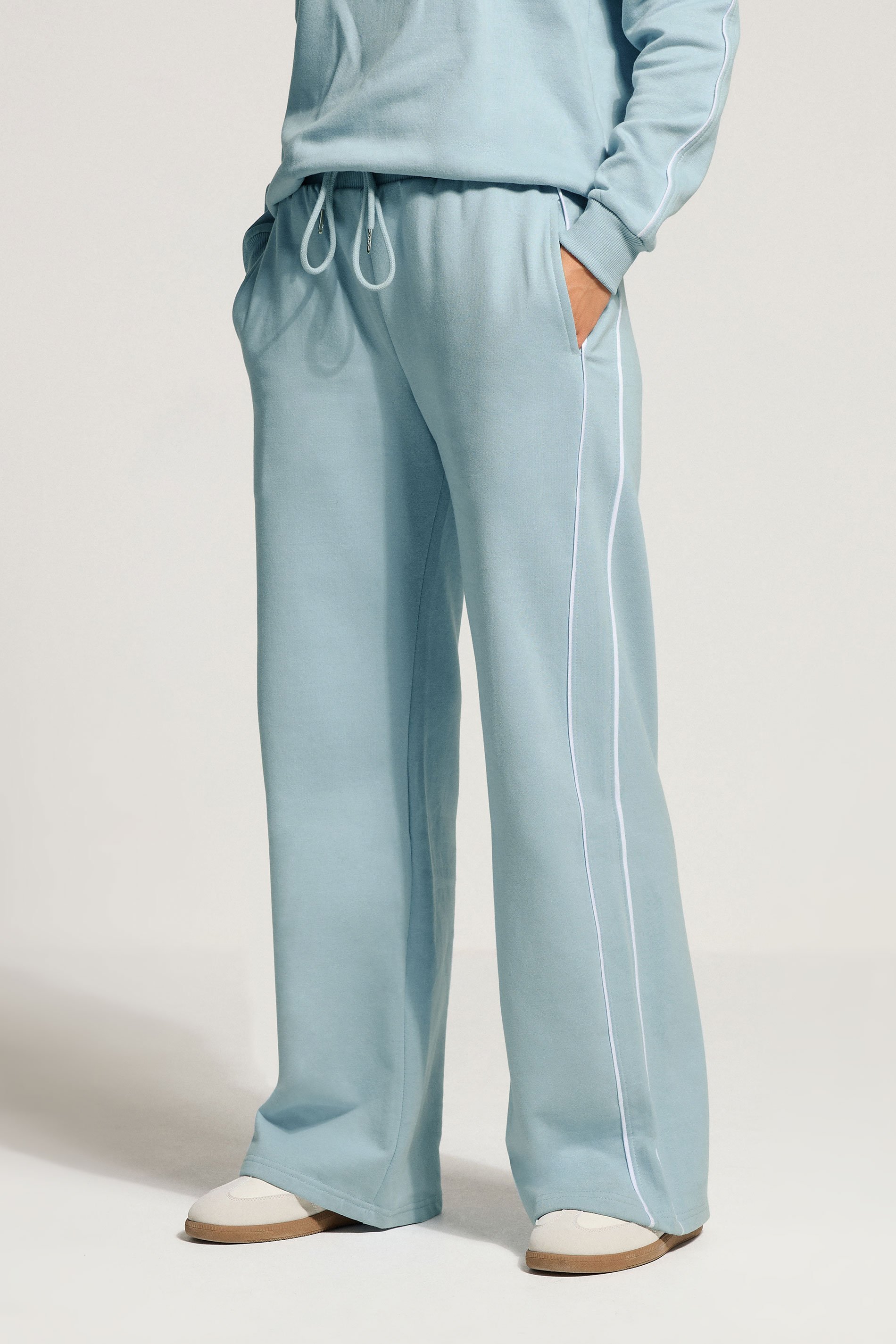 LTS Tall Blue Piped Wide Leg Joggers | Long Tall Sally 3