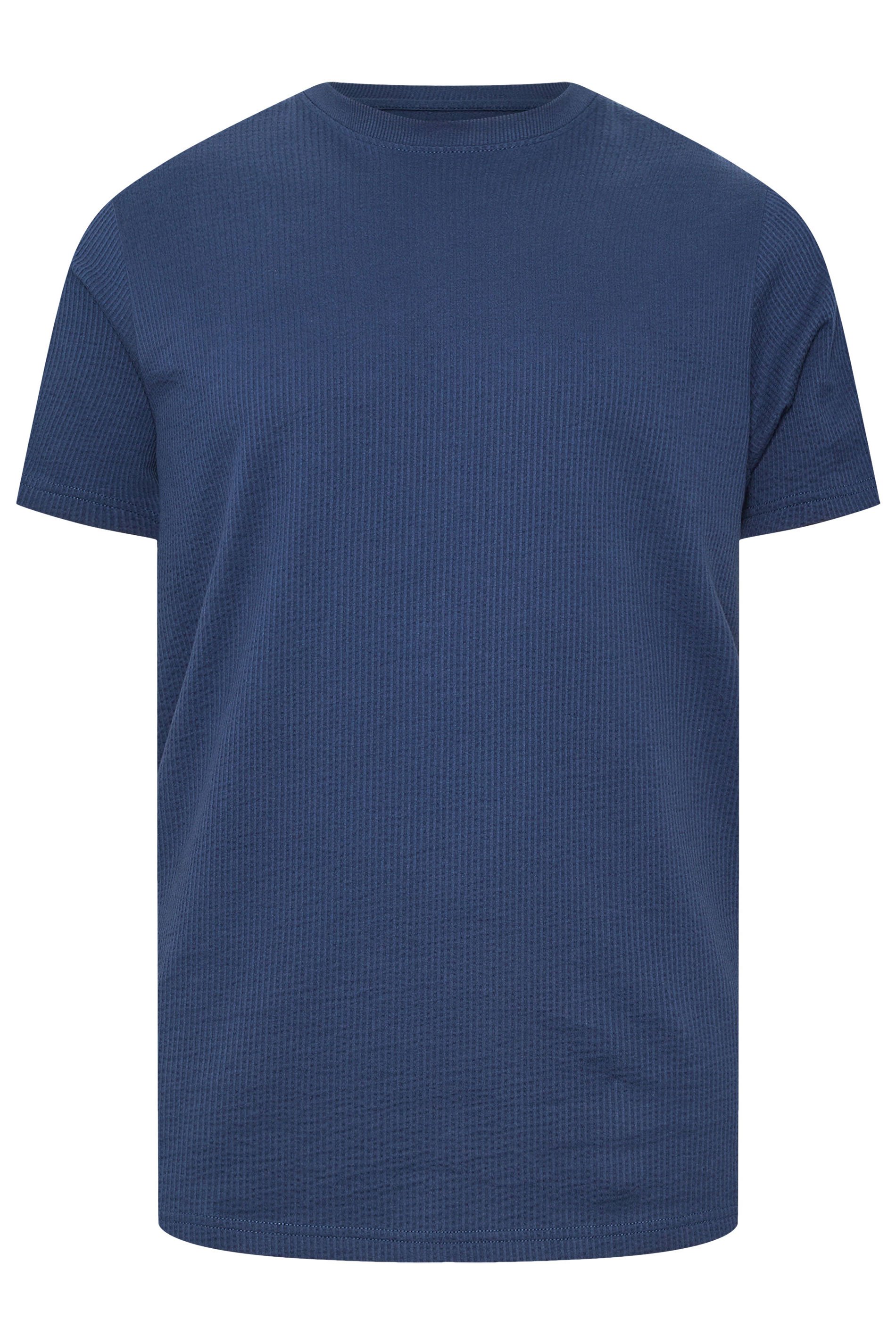 BadRhino Big & Tall Blue Seersucker Textured T-Shirt | BadRhino 7