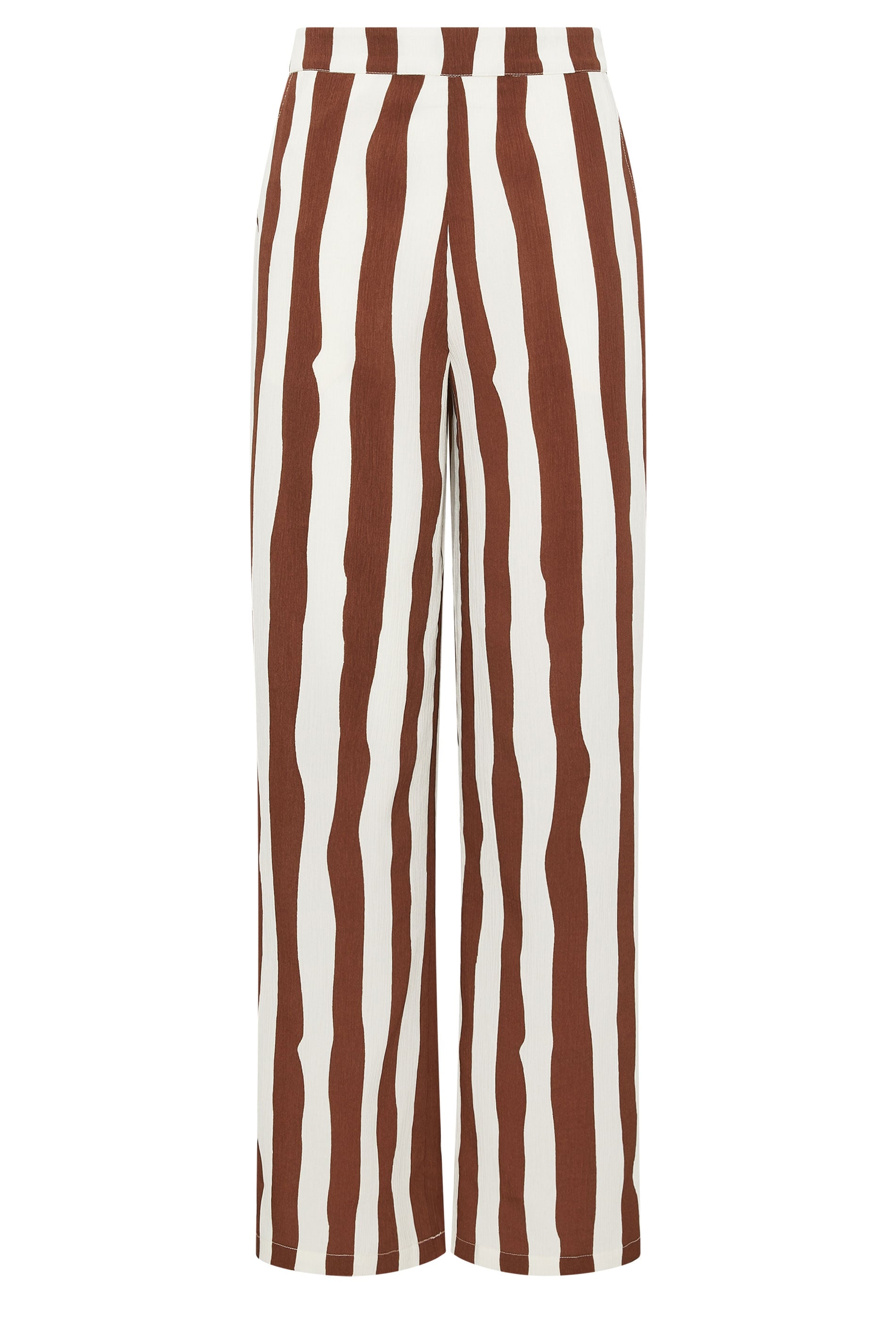 LTS Tall Women's White & Brown Stripe Wide Leg Trousers | Long Tall Sally 5