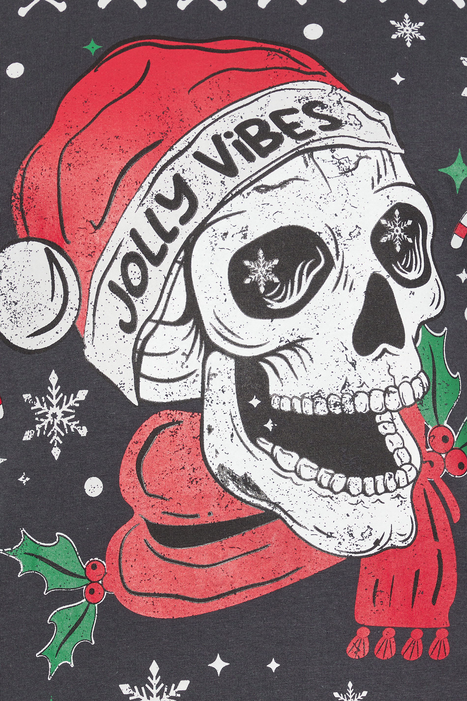 BadRhino Big & Tall Grey Christmas Skull Graphic T-Shirt | BadRhino 3