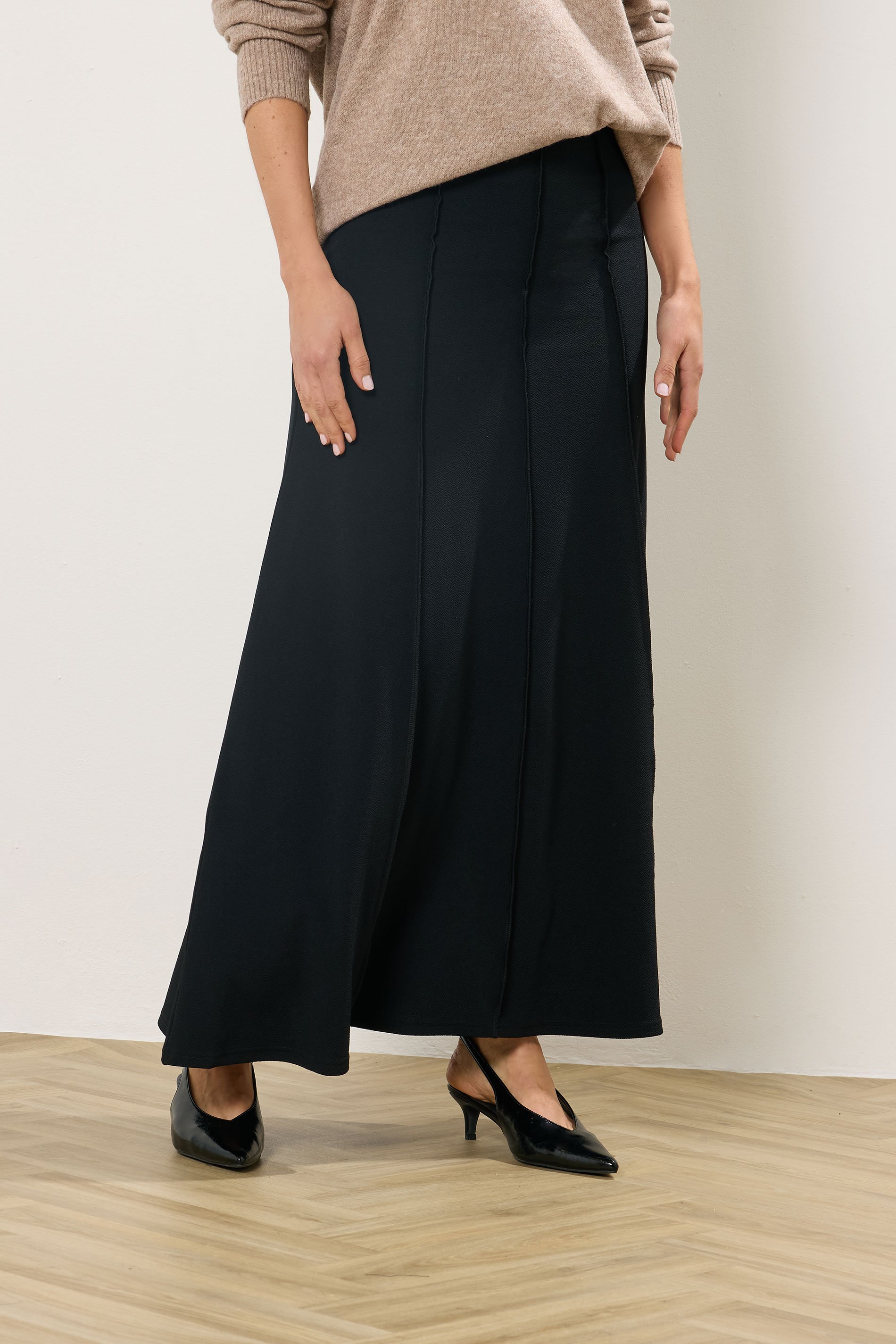 LTS Tall Women's Black Seam Front Flared Maxi Skirt | Long Tall Sally 2
