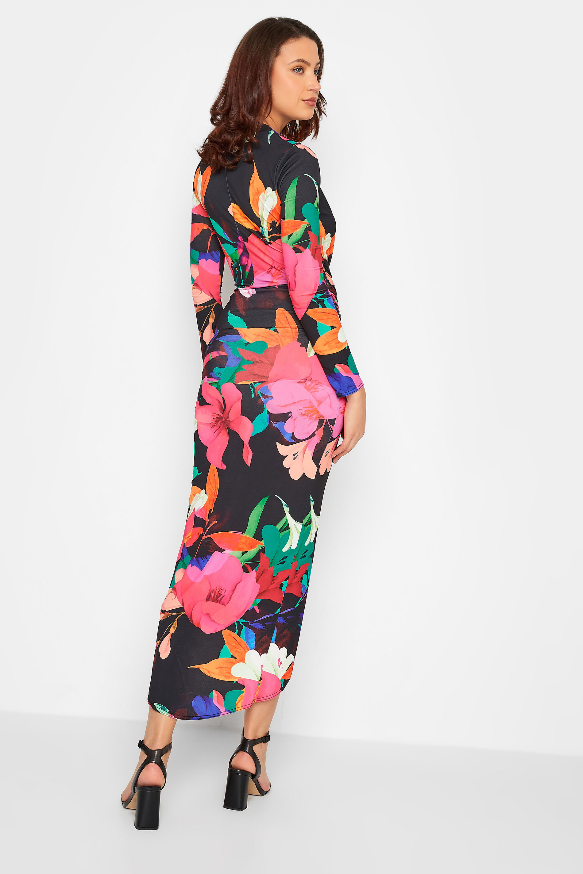 LTS Tall Women's Black Floral Wrap Maxi Dress | Long Tall Sally 3