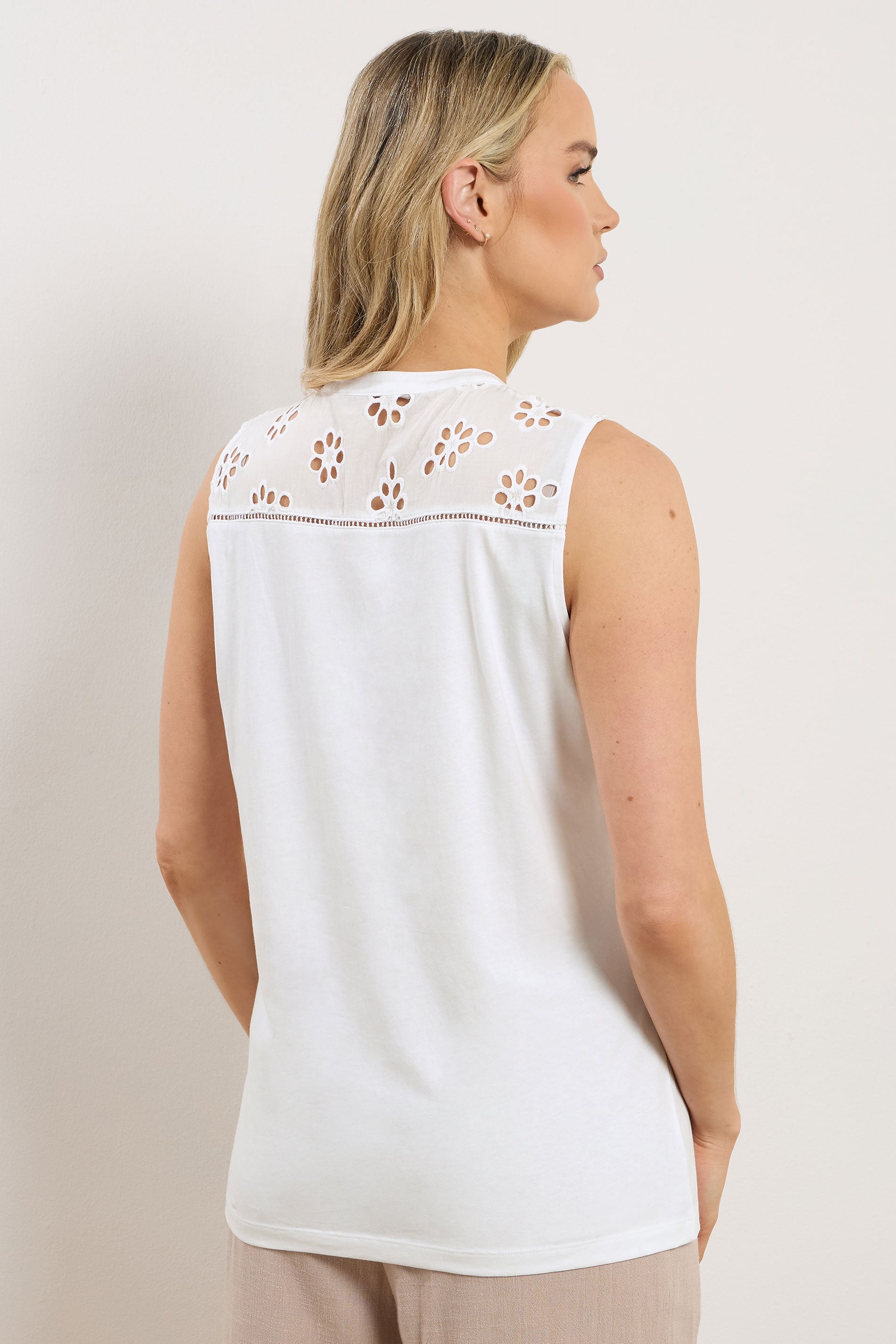 LTS Tall Women's White Embroidered Cotton Vest | Long Tall Sally 2