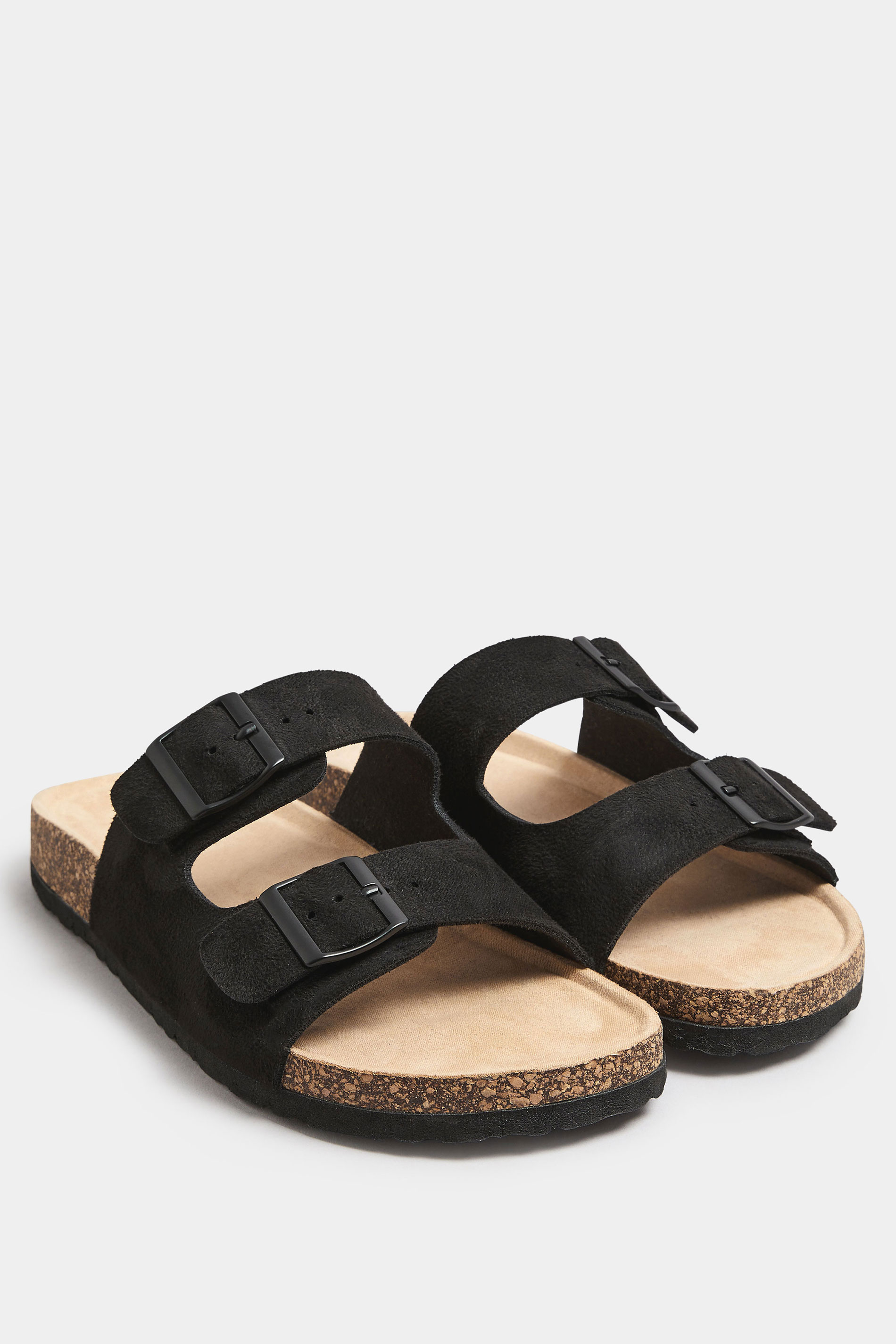 Black Faux Suede Buckle Strap Sandals In Extra Wide EEE Fit | Yours Clothing 2