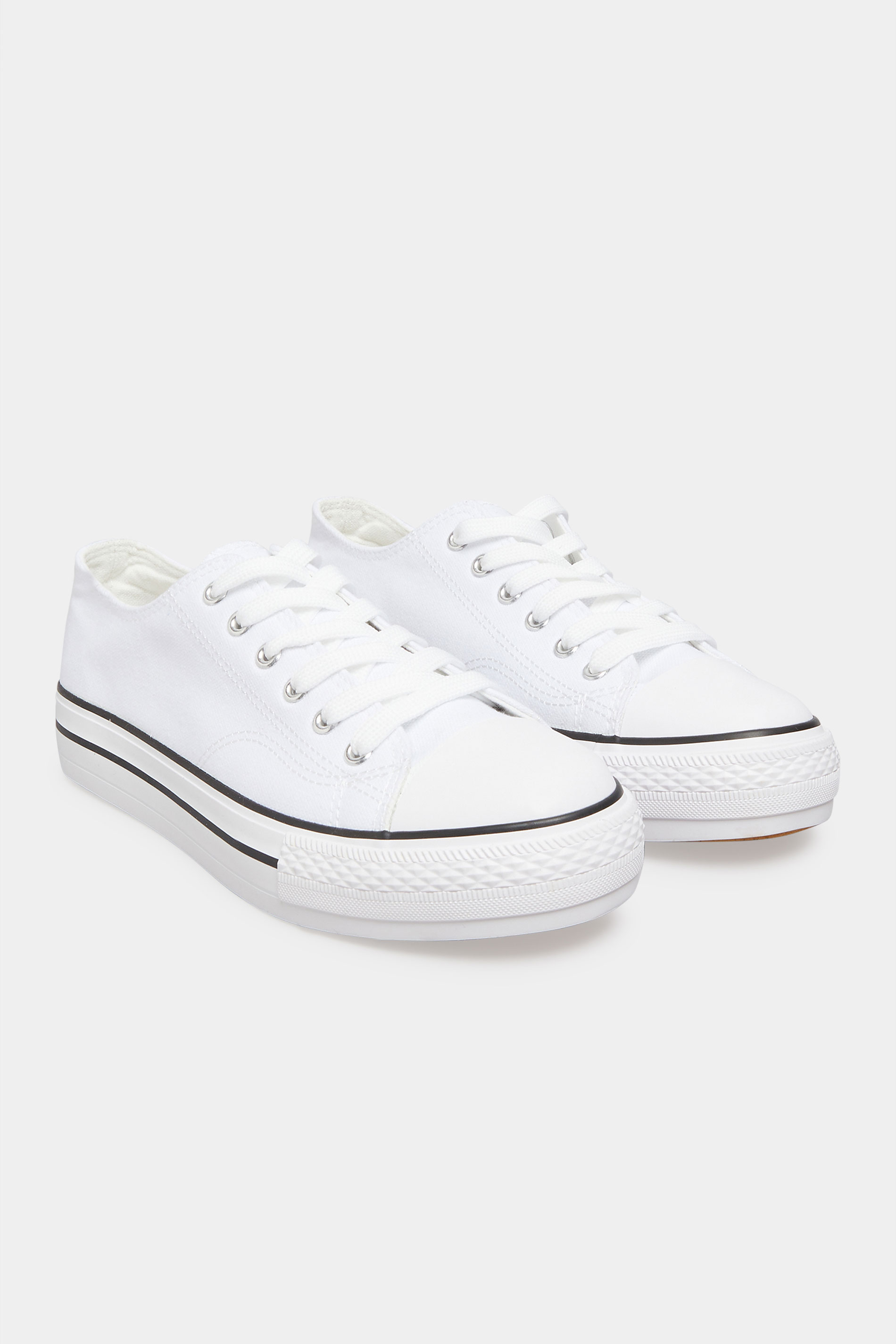 LTS White Platform Canvas Trainers In Standard Fit | Long Tall Sally