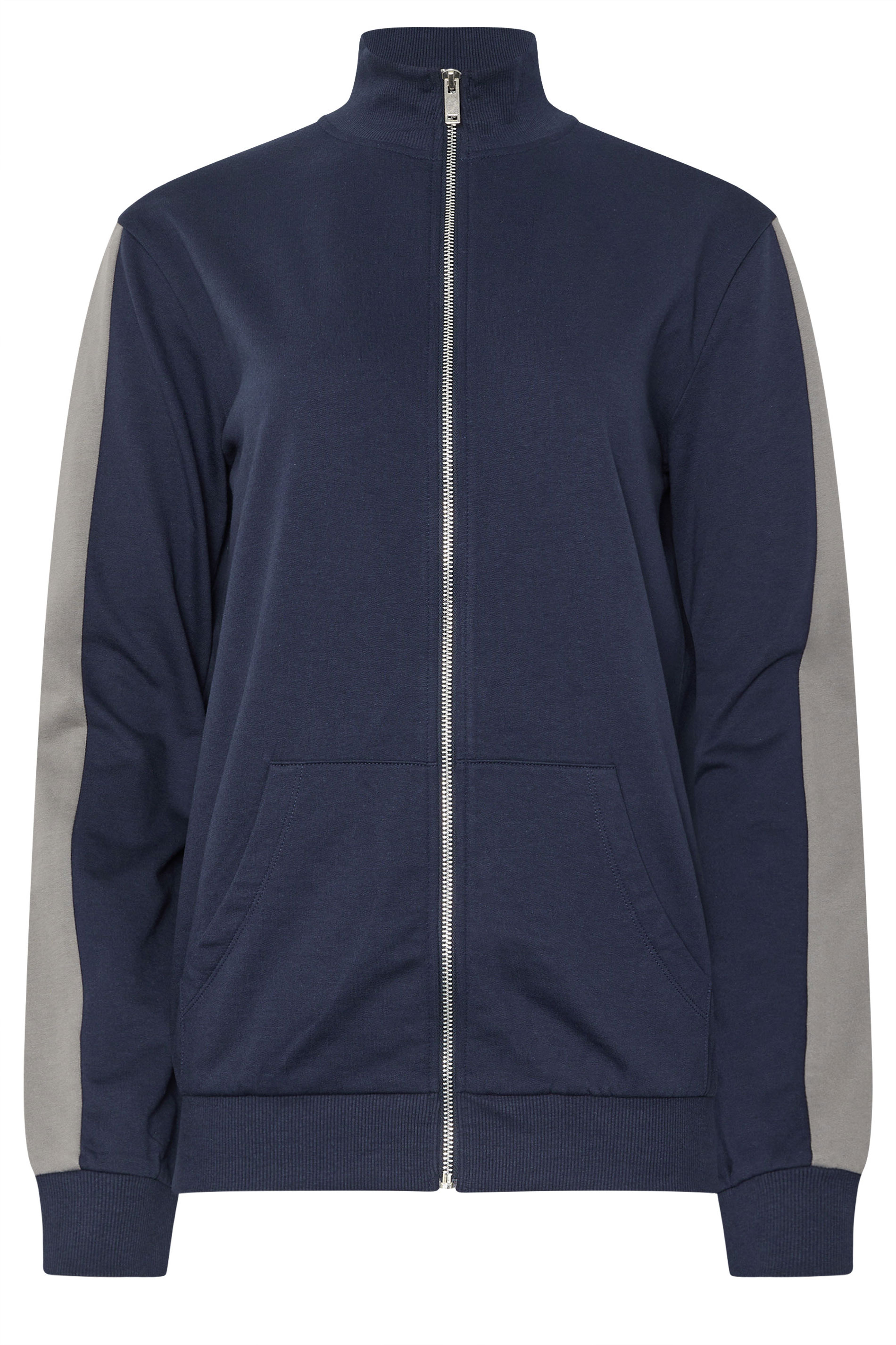 LTS Tall Navy Blue Side Stripe Funnel Zip Sweatshirt | Long Tall Sally 5