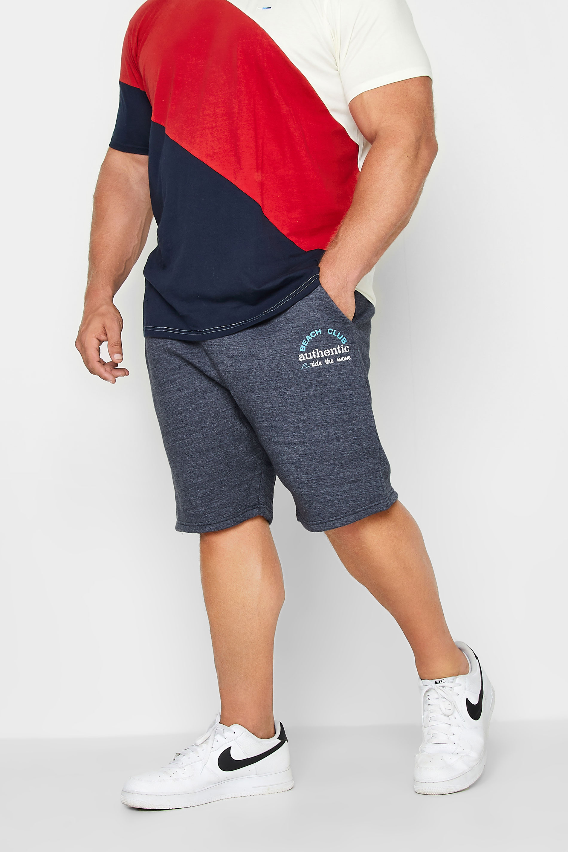 BadRhino Big & Tall Denim Blue Marl Authentic Jogger Shorts | BadRhino 1