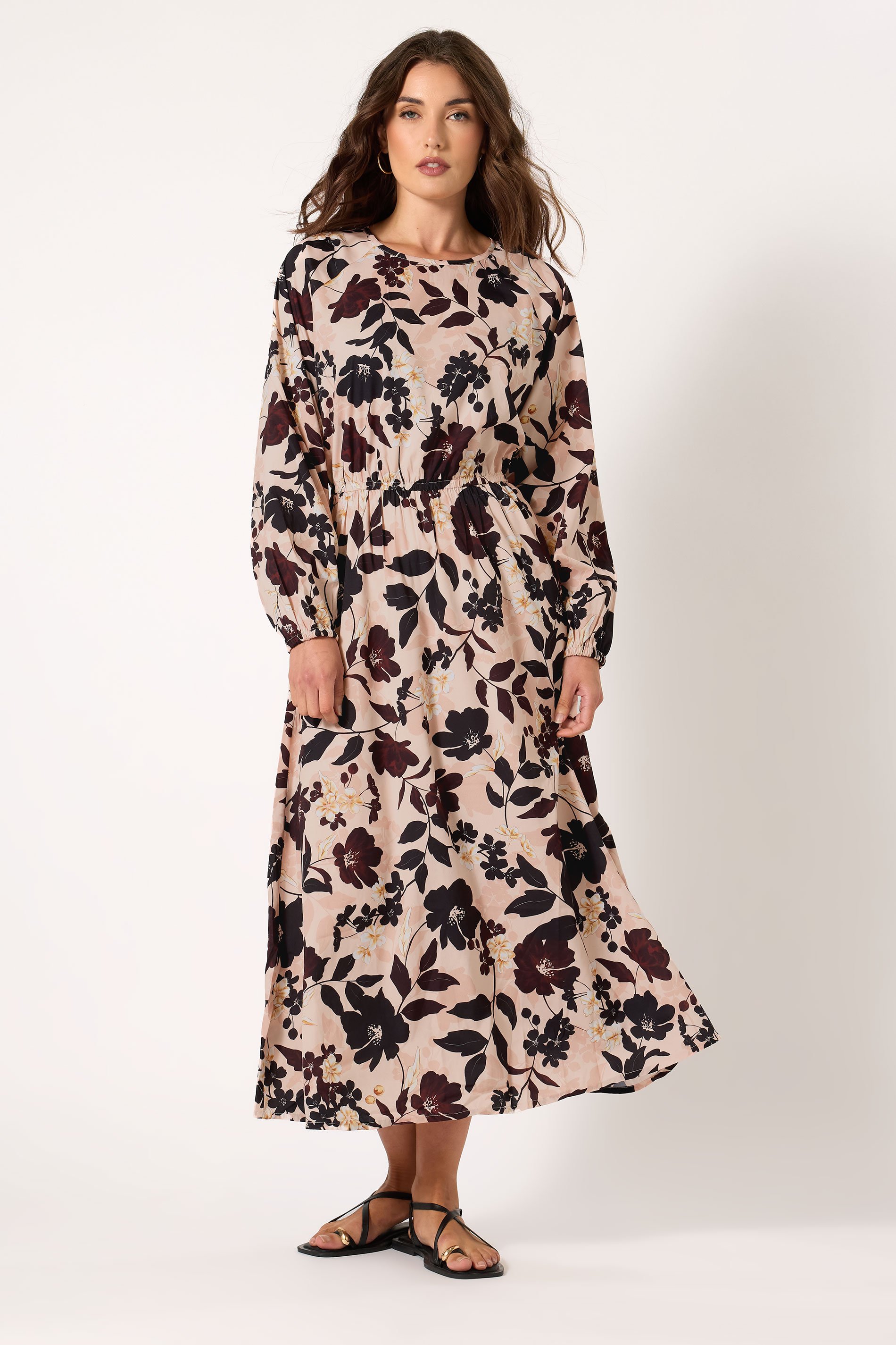 LTS Tall Coral Pink Floral Print Tea Dress | Long Tall Sally 1