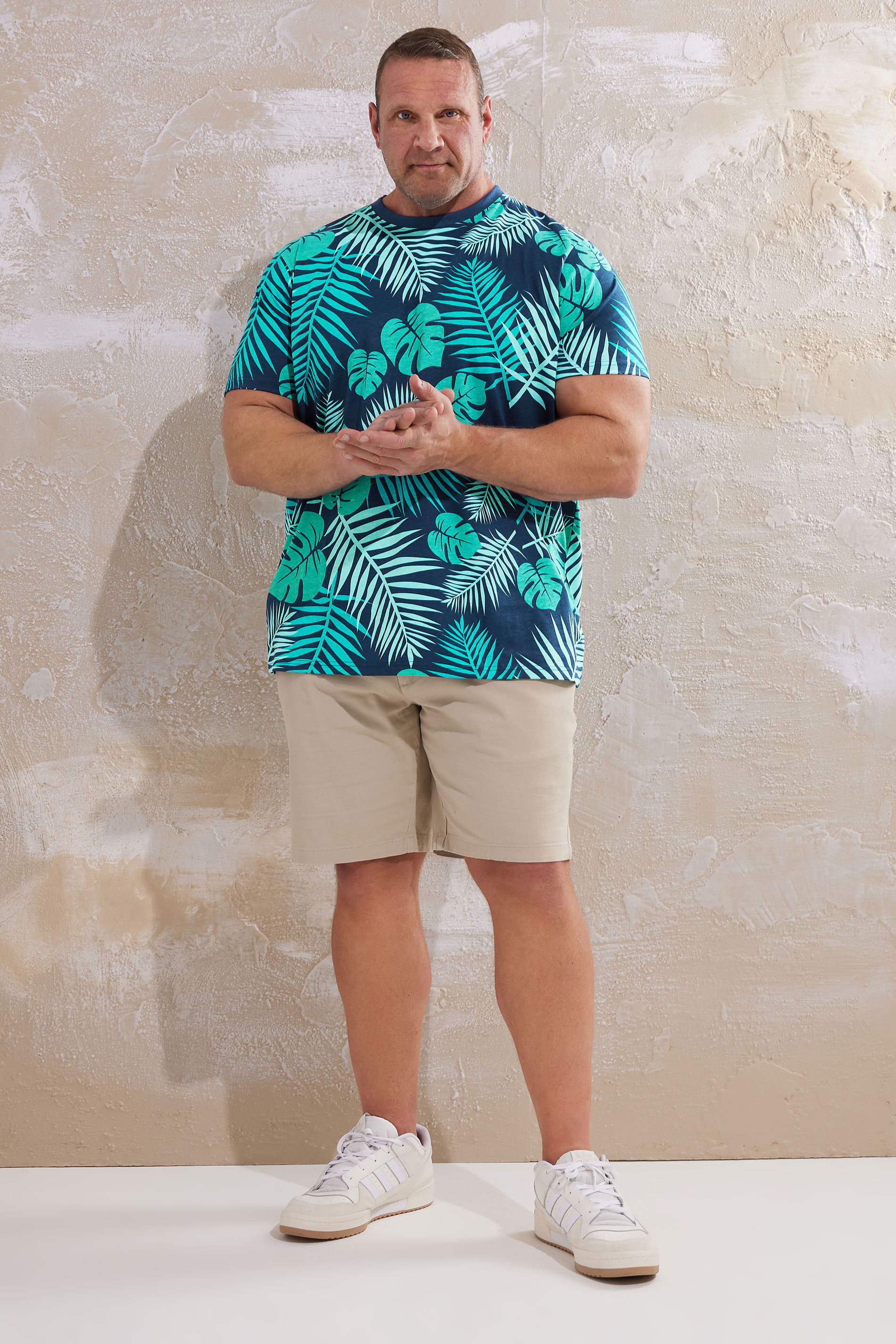 BadRhino Big & Tall Navy Blue Leaf Printed T-Shirt | BadRhino 3