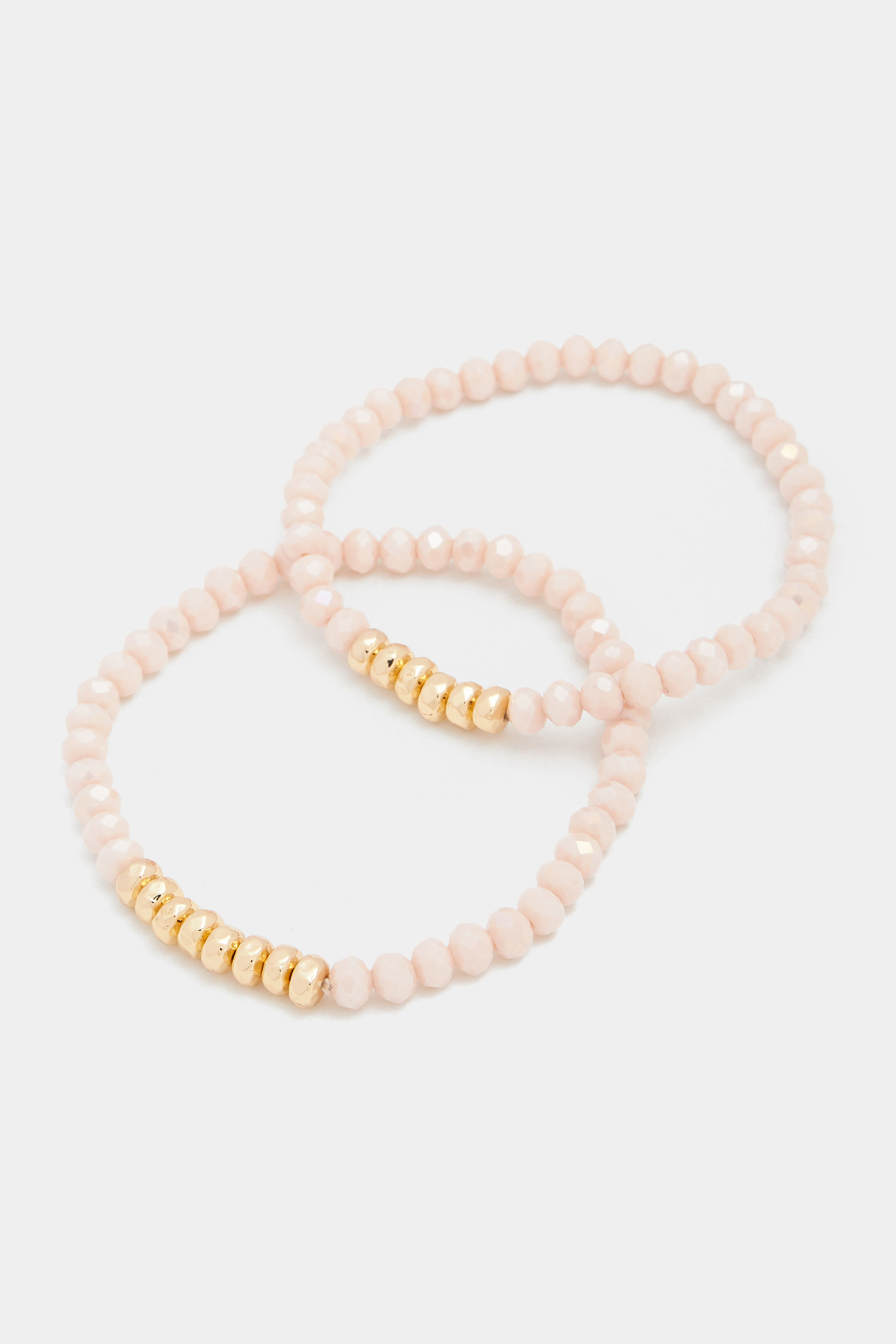 YOURSET 2 PACK Pink Beaded Stretch Bracelet Set | Yours Clothing 3