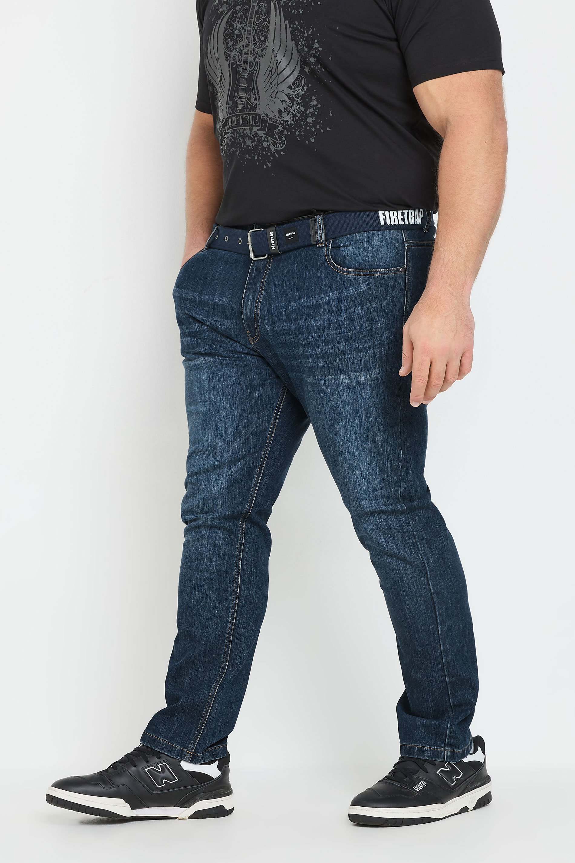 FIRETRAP Big & Tall Blue Dark Wash Jeans | BadRhino 1