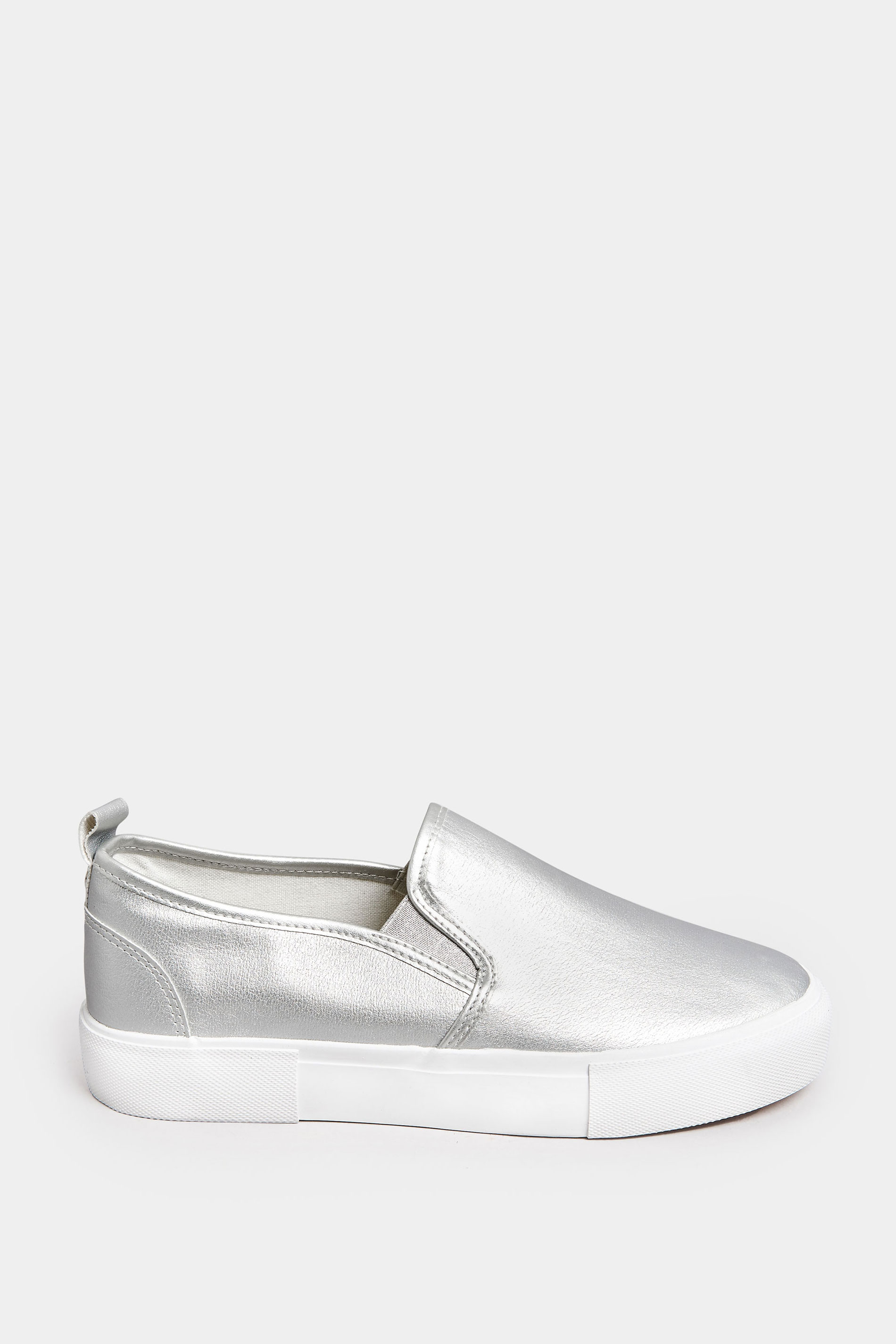 Silver Slip-On Trainers In Wide E Fit | Yours Clothing 3
