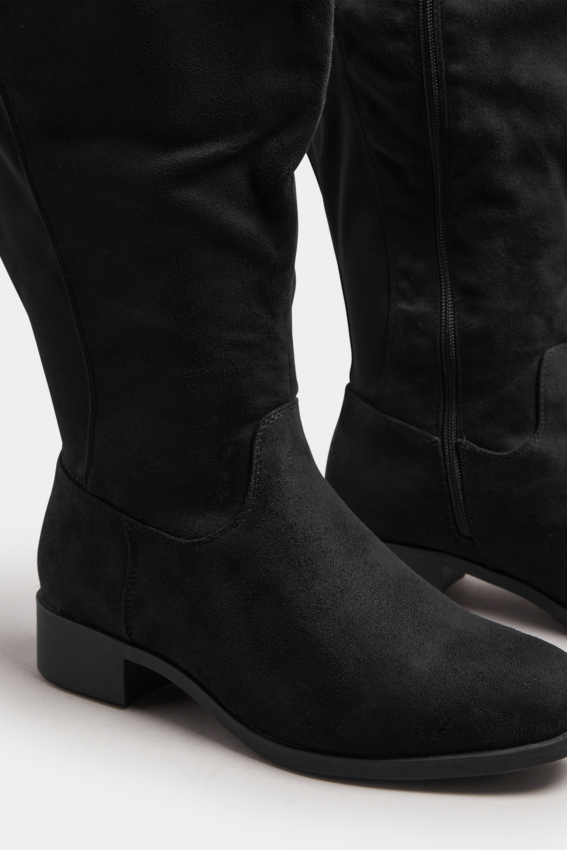 Black Faux Suede Wide Calf Knee High Boots In Extra Wide EEE Fit | Yours Clothing 5