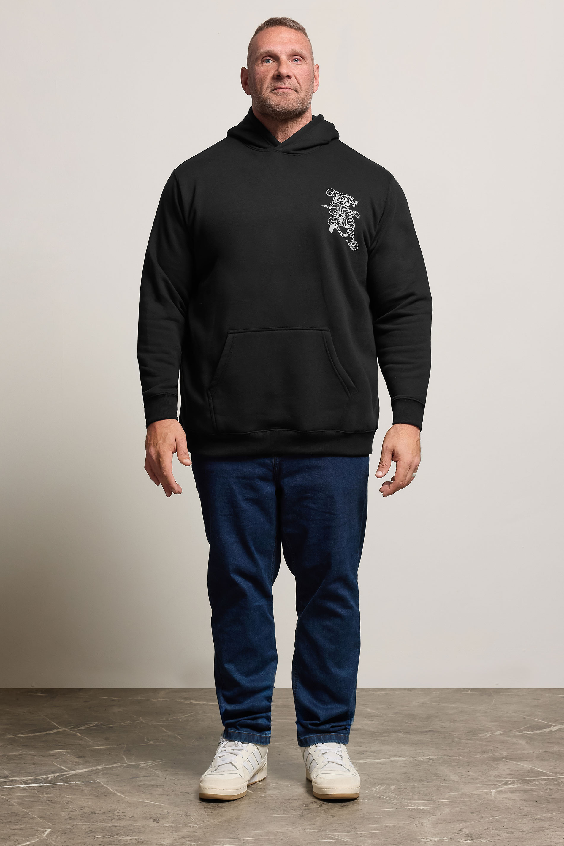 BadRhino Big & Tall Black Tiger Graphic Print Hoodie | BadRhino 2