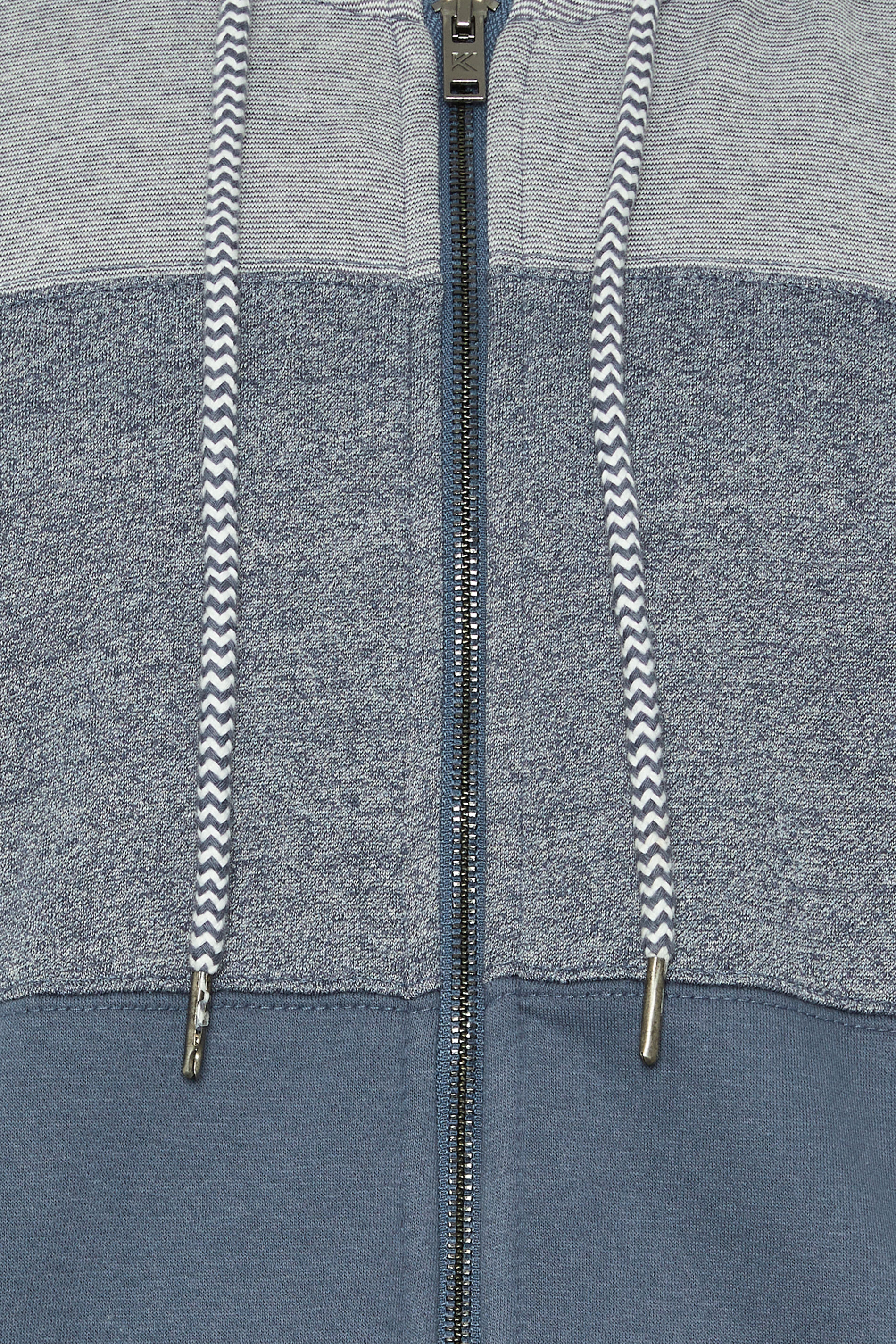 KAM Big & Tall Indigo Blue Marl Stripe Zip Through Hoodie | BadRhino 3