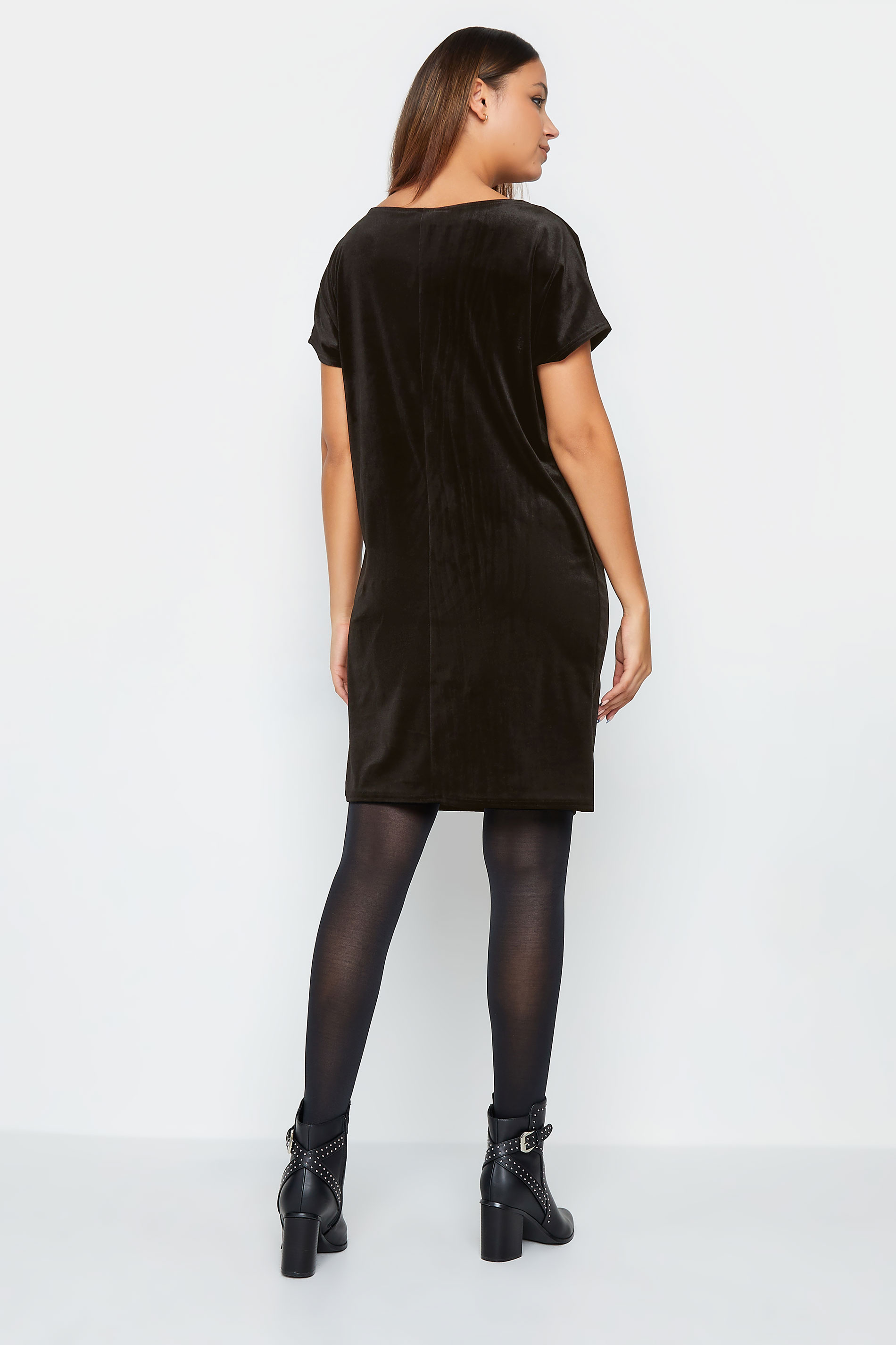 LTS Tall Womens Black Velour T-Shirt Dress | Long Tall Sally  3