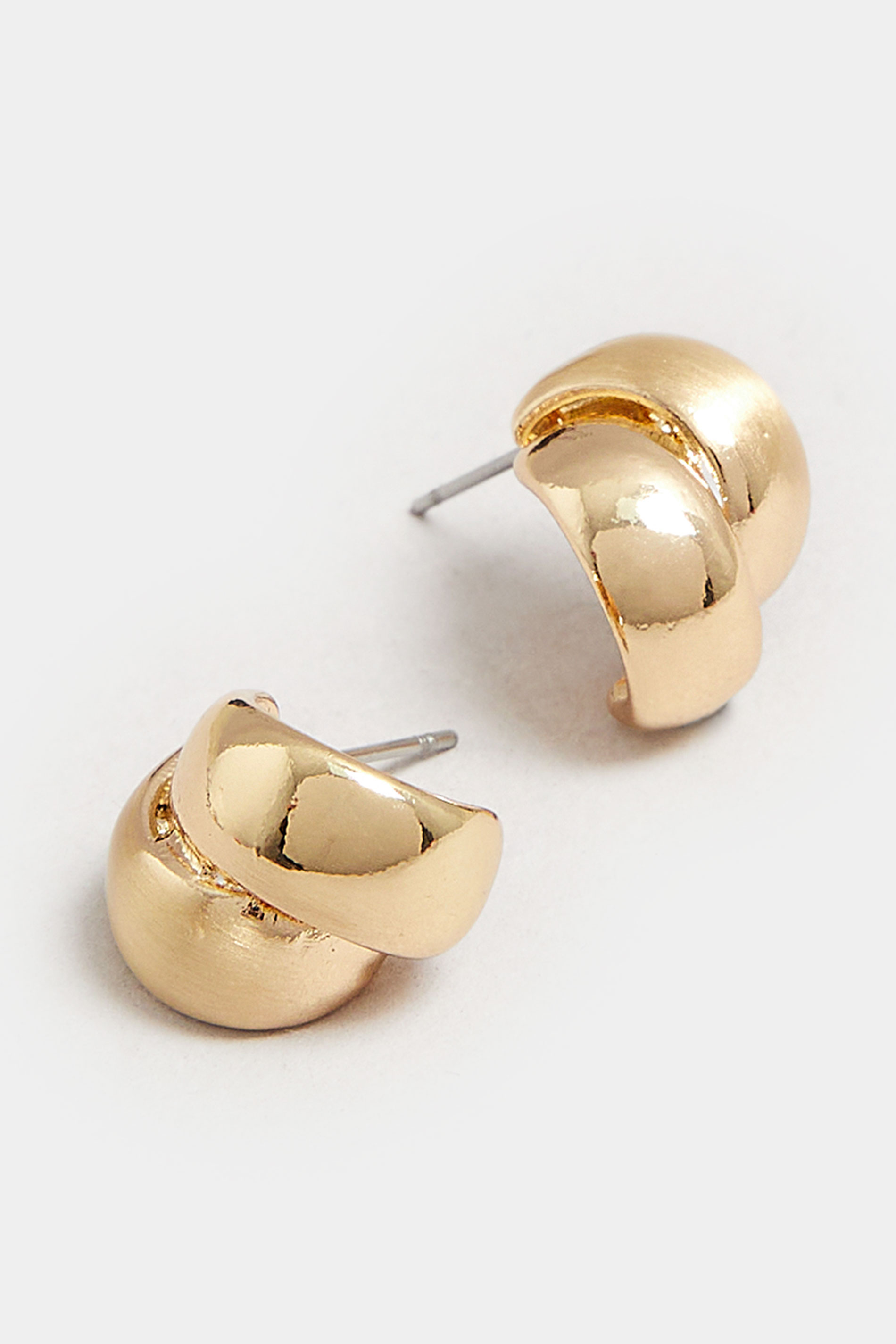 Gold Tone Round Twist Stud Earrings | Yours Clothing 3