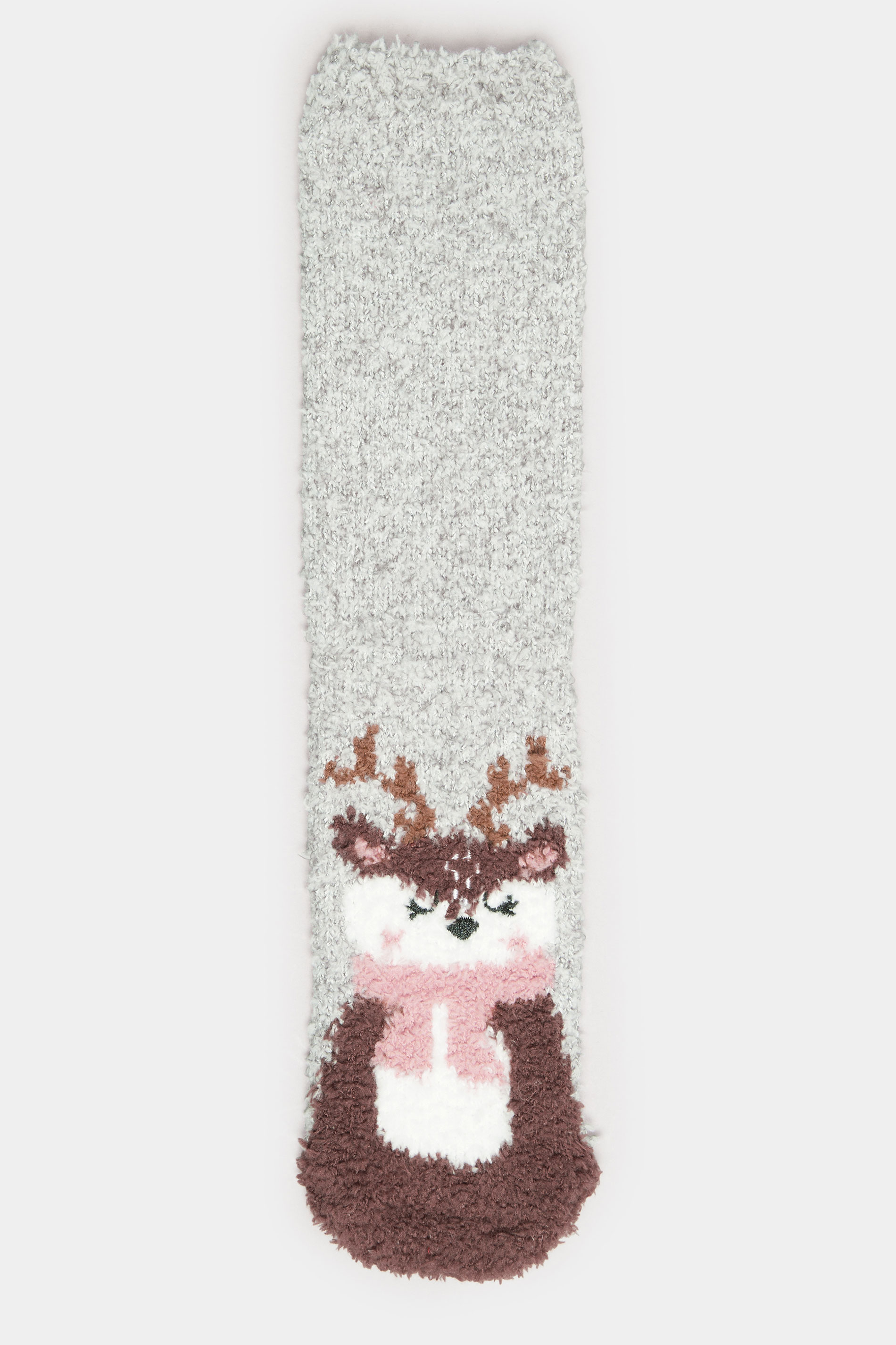 YOURS 2 PACK Plus Size Grey & Red Reindeer Fluffy Bed Socks | Yours Clothing 7