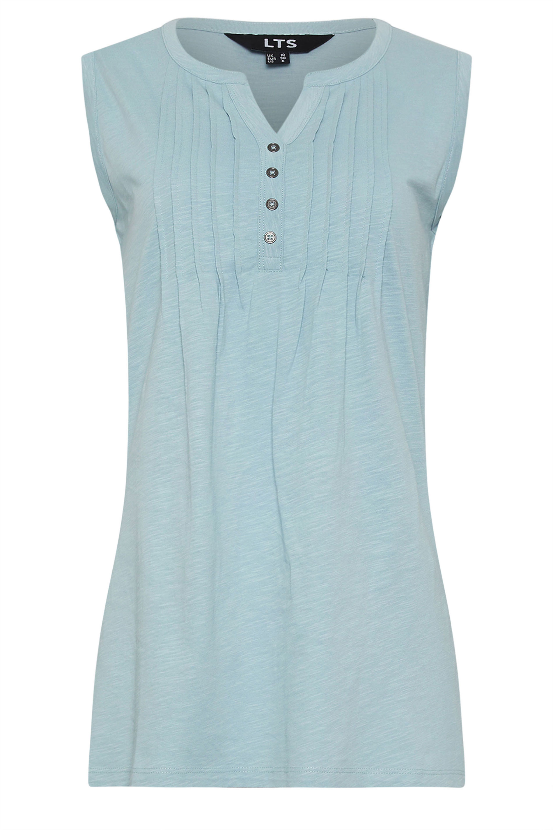 LTS 2 PACK Tall Women's Light Blue & White Cotton Henley Vest Tops | Long Tall Sally 8