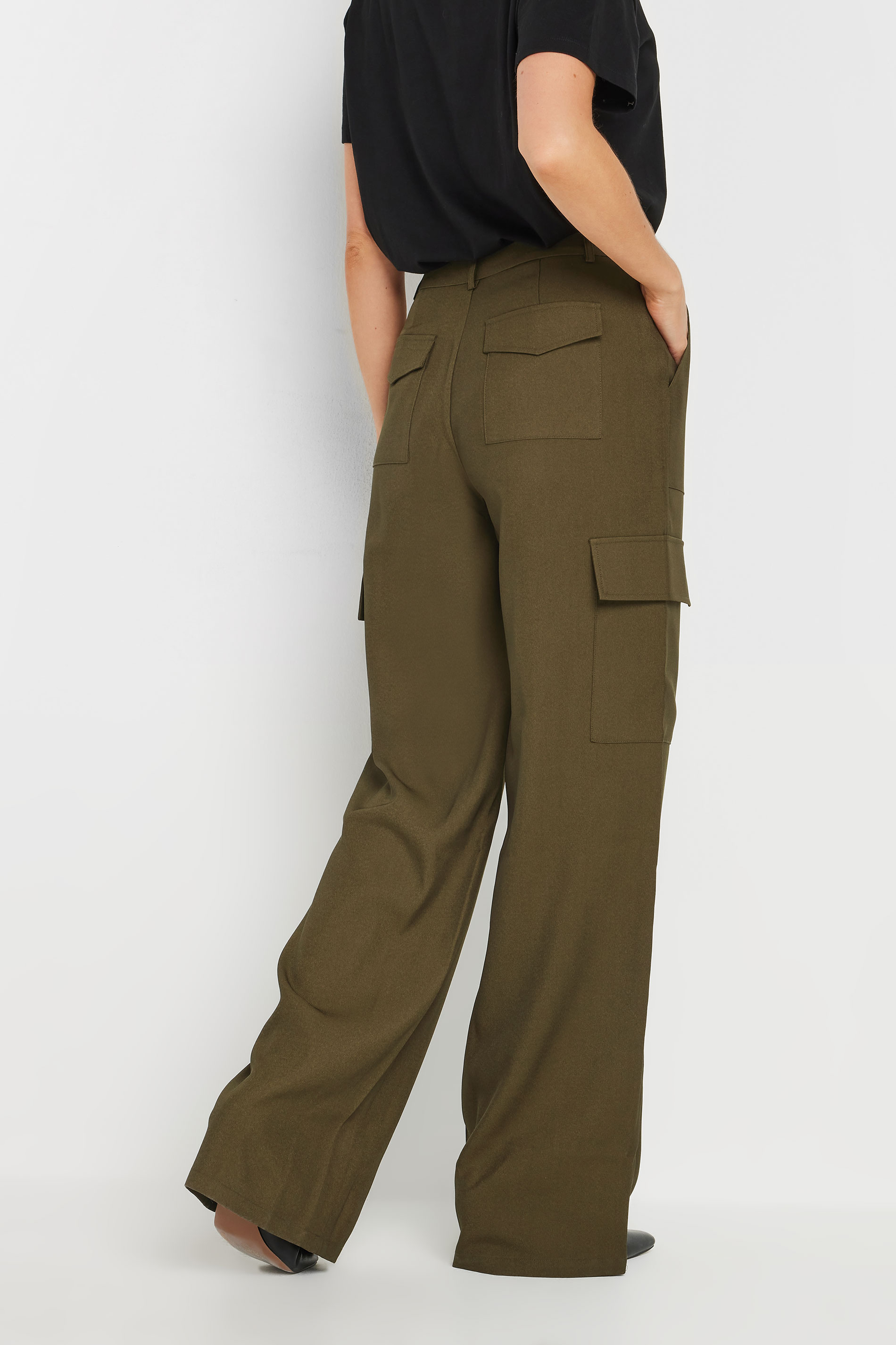 LTS Tall Khaki Green Tailored Cargo Pocket Trousers | Long Tall Sally 4