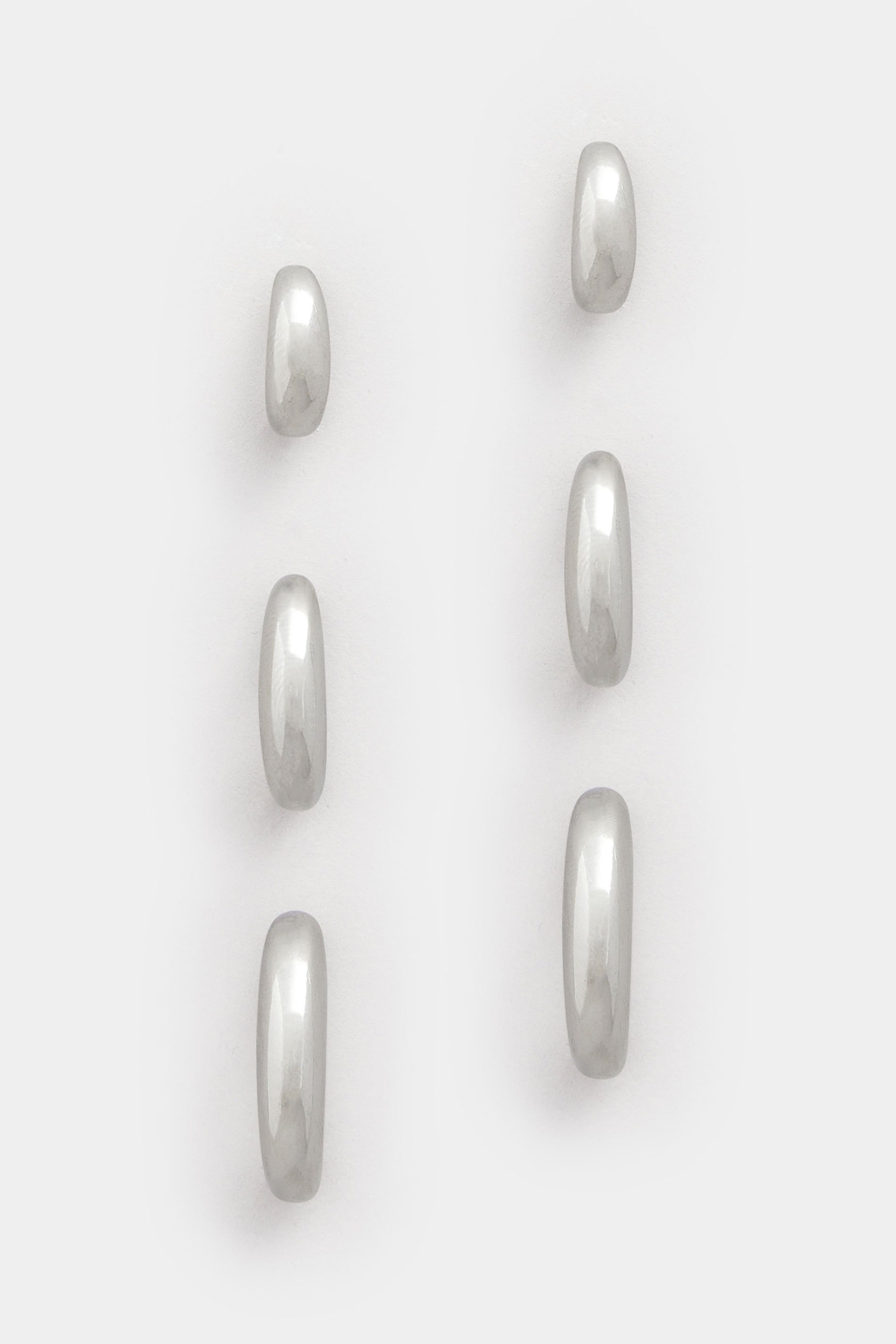 3 PACK Silver Tone Large Hoop Earrings Set | Yours Clothing 3