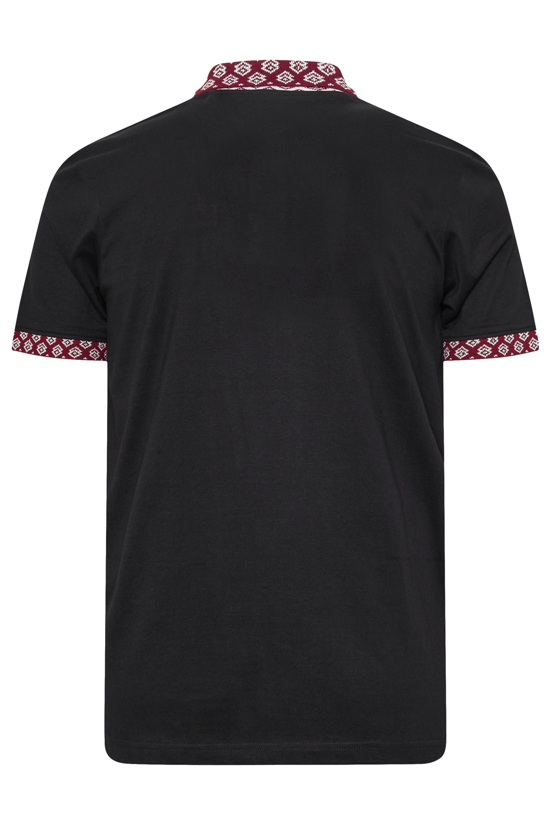 BadRhino Big & Tall Black Jacquard Collar Short Sleeve Polo Shirt | BadRhino 5