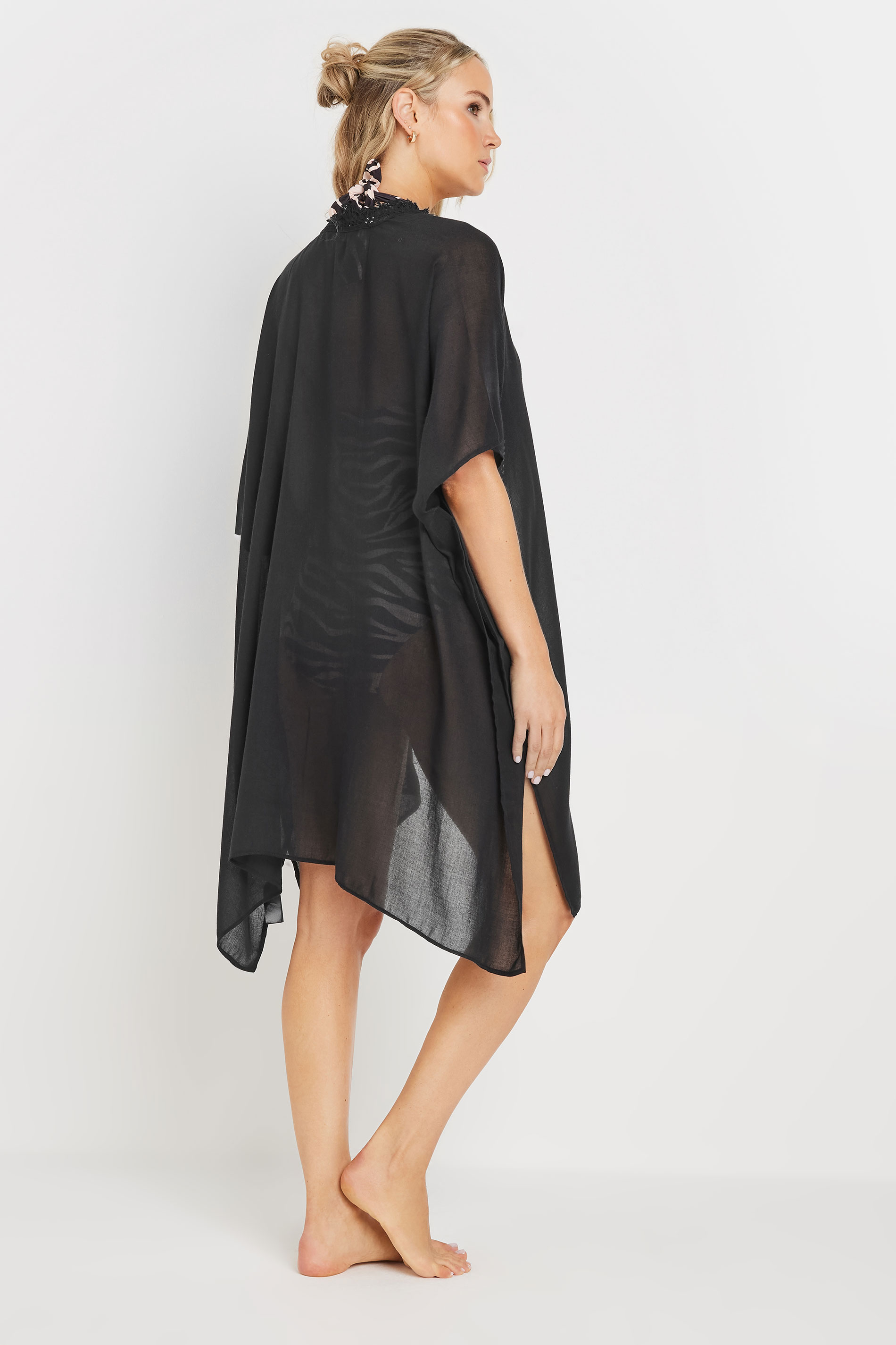 LTS Tall Black Woven Tassel Trim Kaftan | Long Tall Sally 4