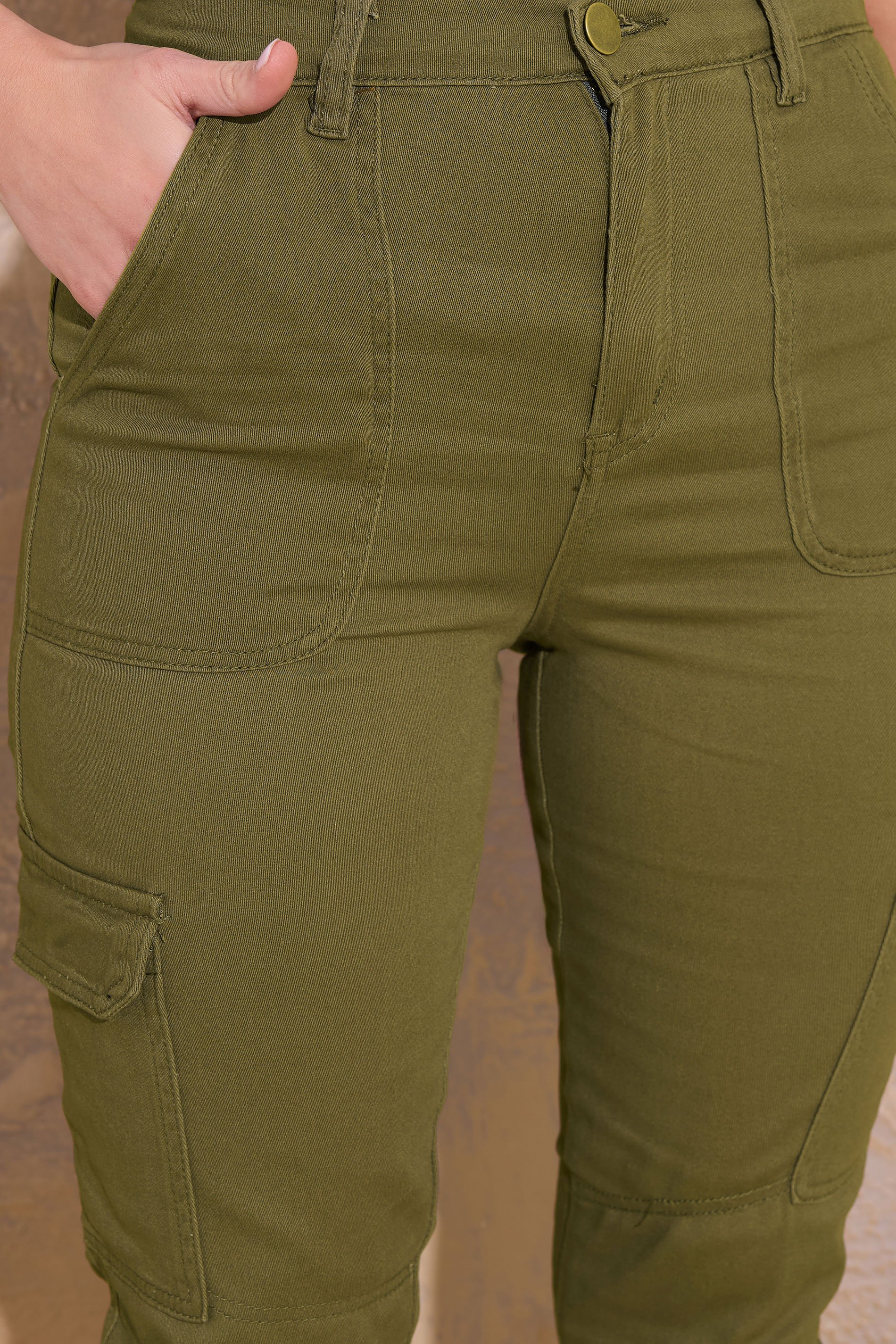 LTS Tall Khaki Green Cargo Skinny Jeans | Long Tall Sally  4