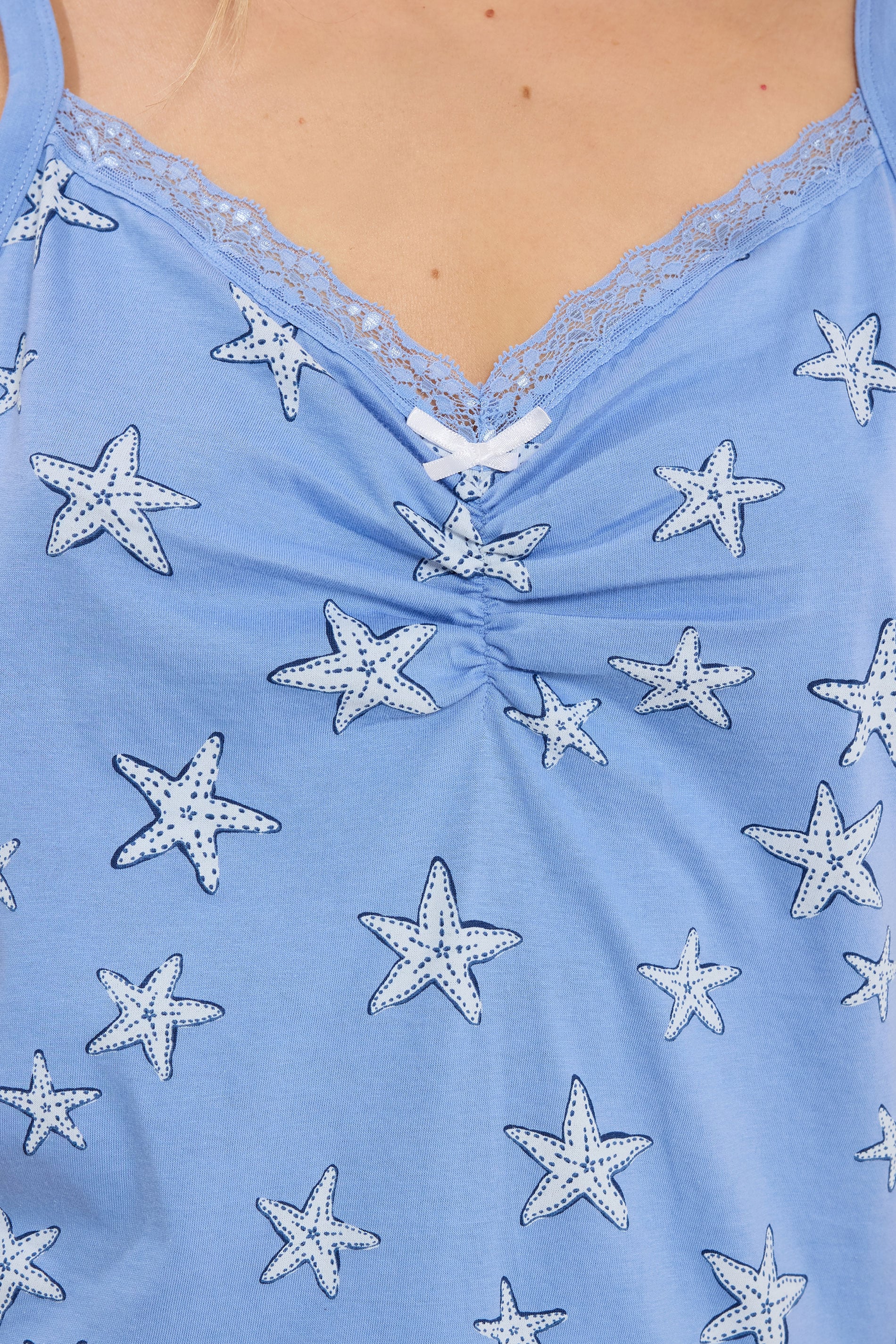 LTS Tall Women's Blue Starfish Print Cotton Wide Leg Pyjama Set | Long Tall Sally 4