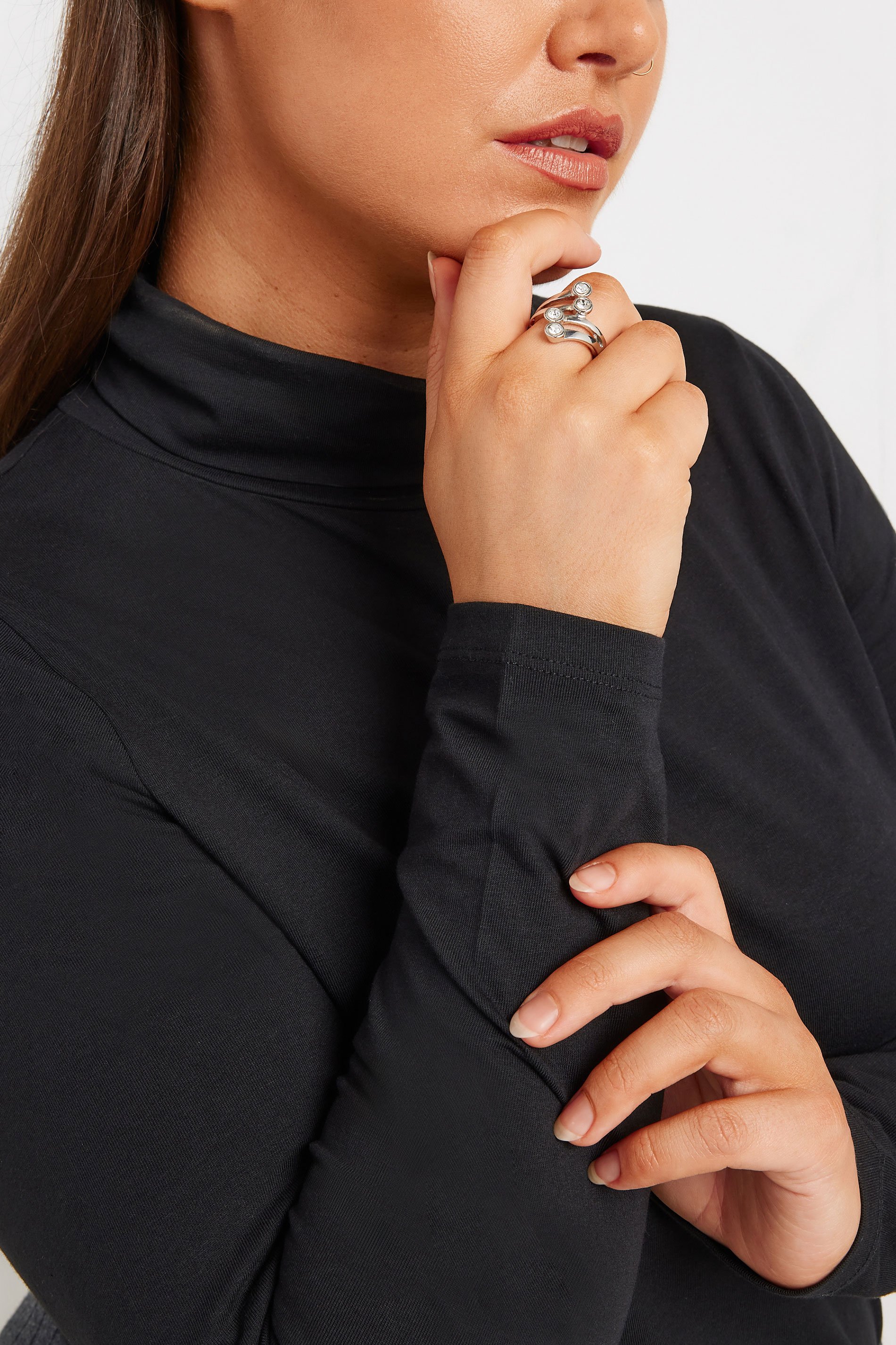 Silver Tone Diamante Stretch Ring | Yours Clothing 1