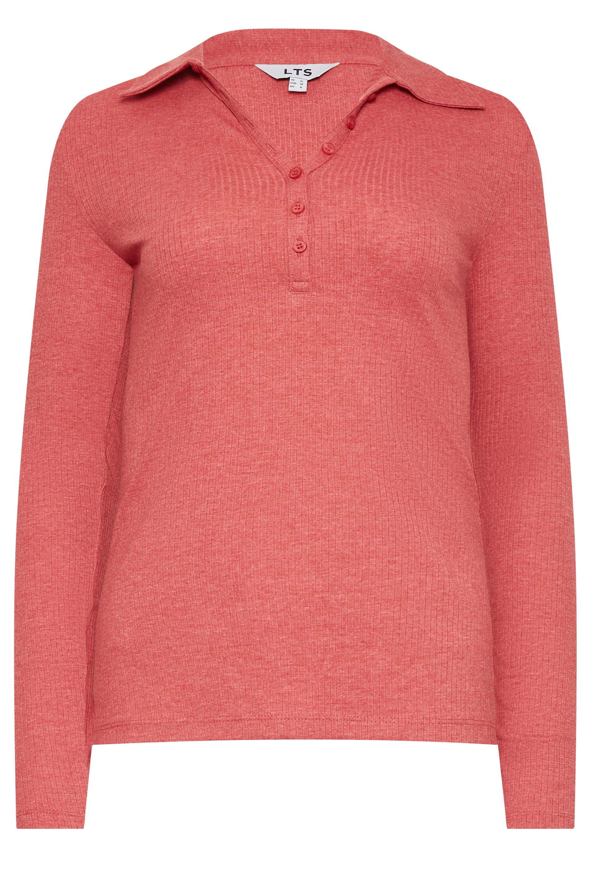 LTS Tall Women's Pink Ribbed Polo Top | Long Tall Sally 6