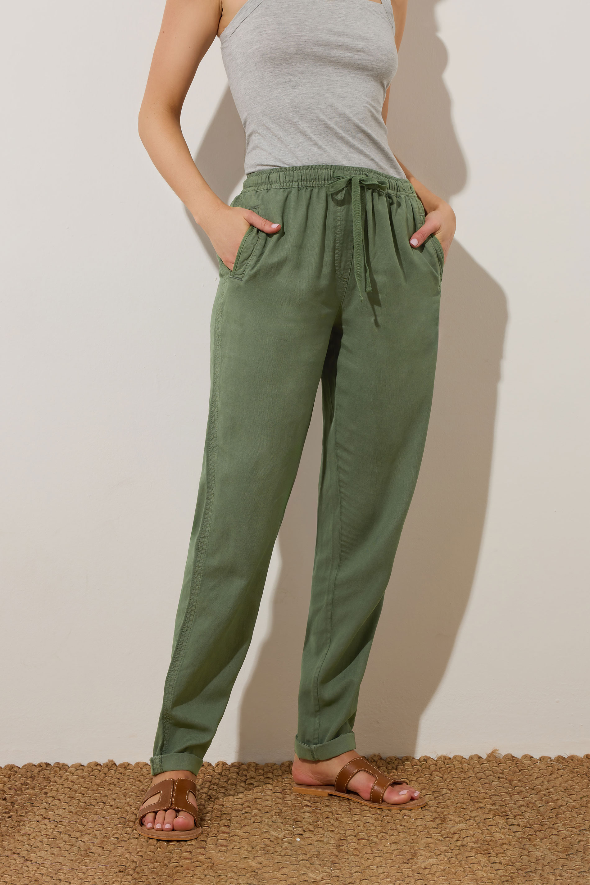 LTS Tall Green Lyocell Blend Joggers | Long Tall Sally 3