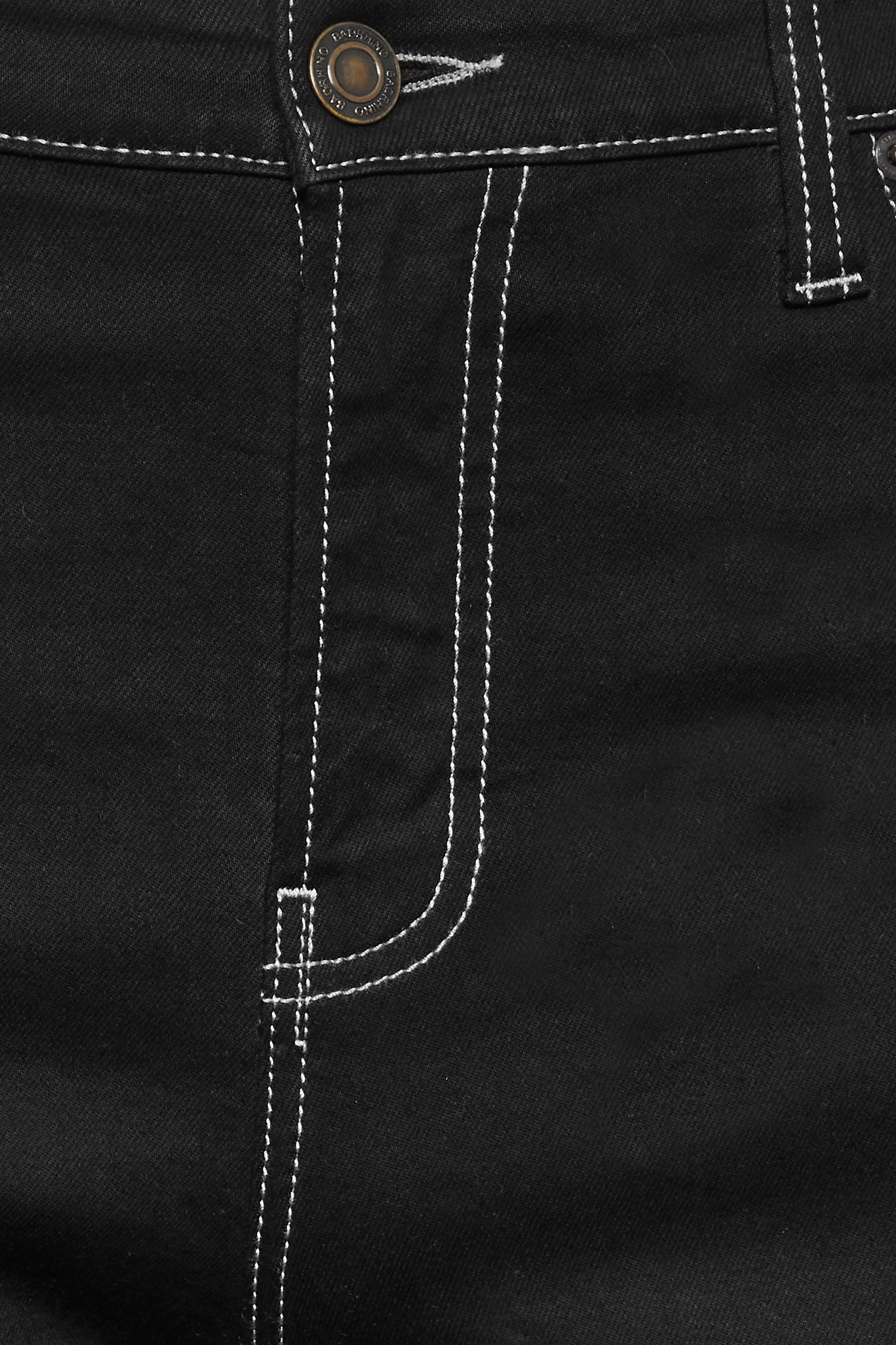 BadRhino Big & Tall Black Contrast Stitch Straight Leg Jeans | BadRhino 6