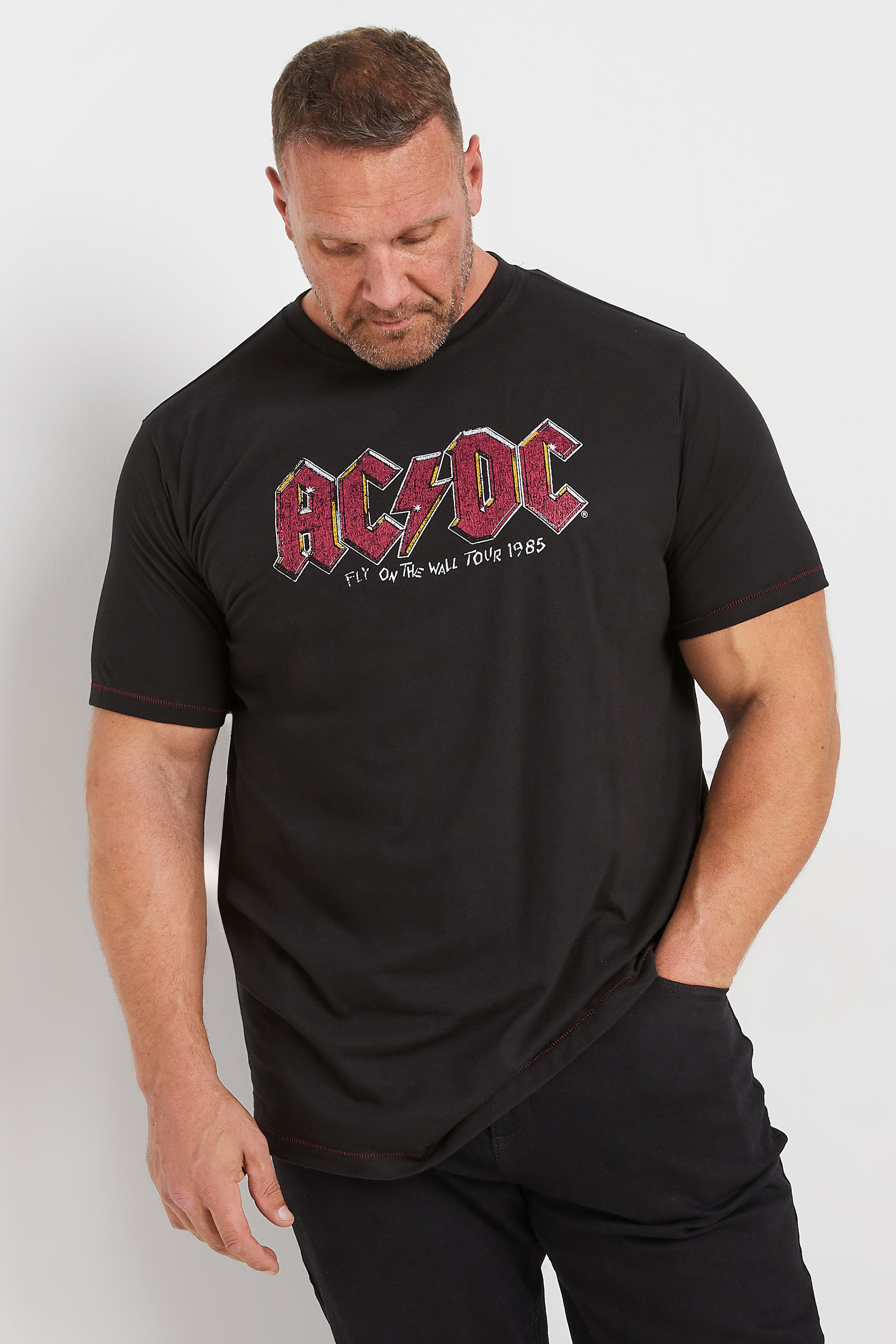 D555 Big & Tall Black 'ACDC' Logo Graphic T-Shirt | BadRhino 2