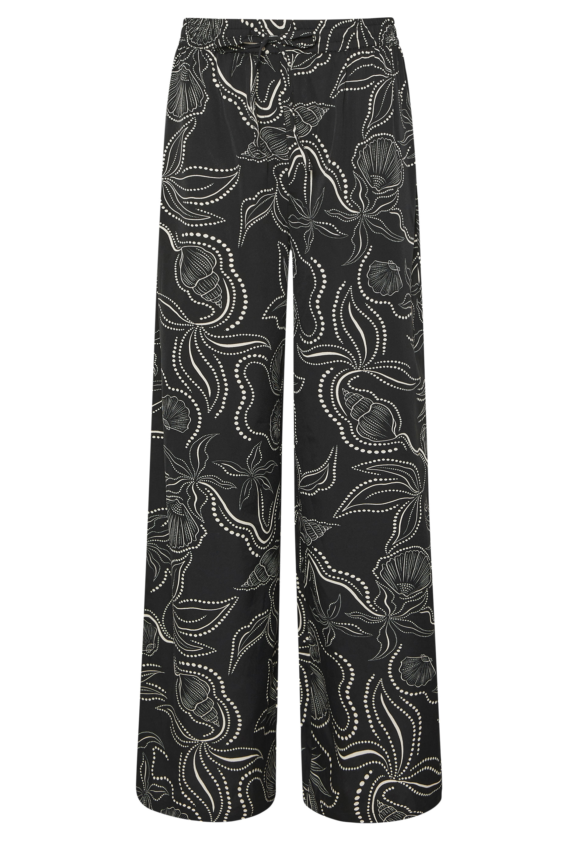 LTS Tall Black Shell Print Wide Leg Trousers | Long Tall Sally 5