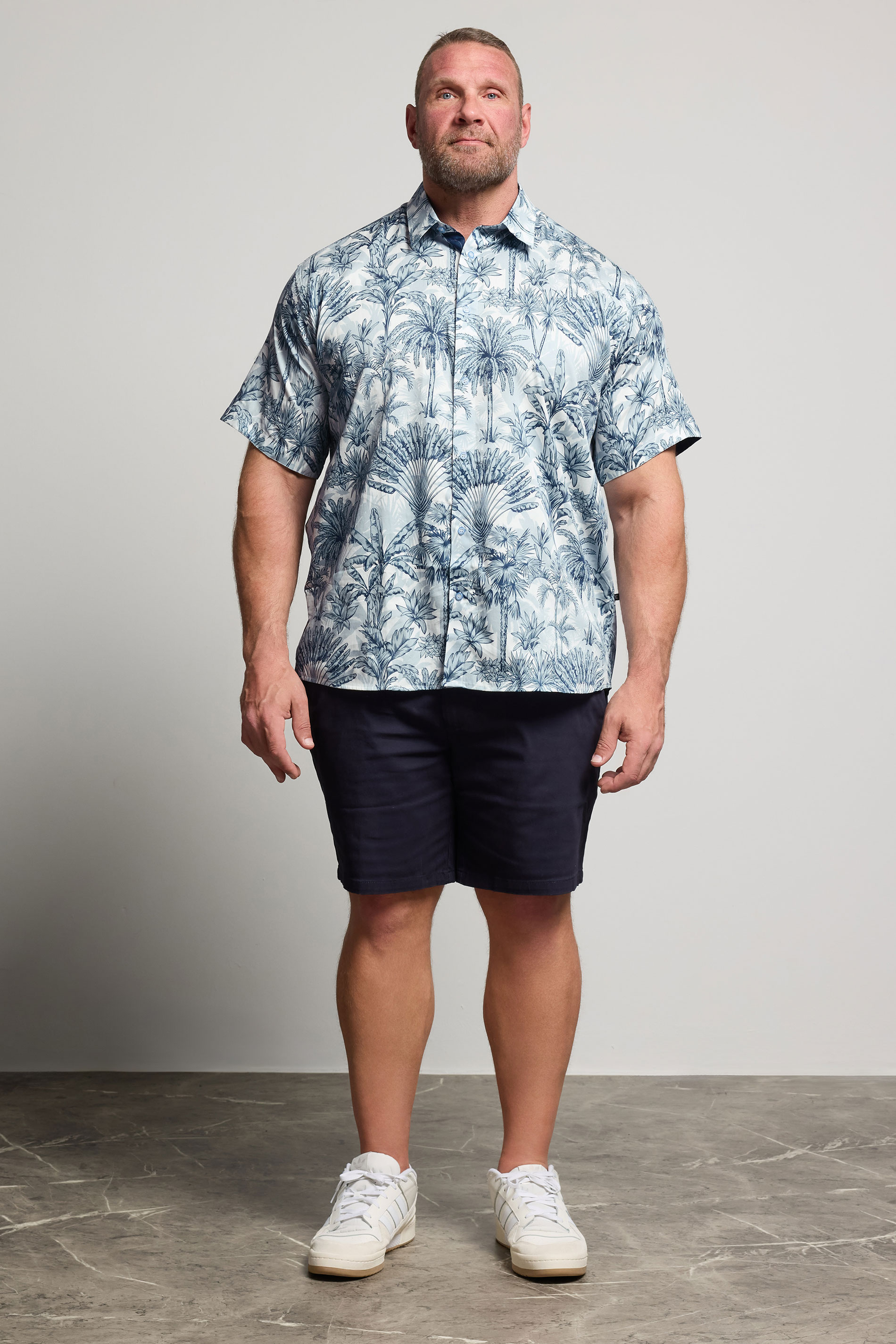 KAM Big & Tall Blue Palm Tree Print Shirt | BadRhino 2
