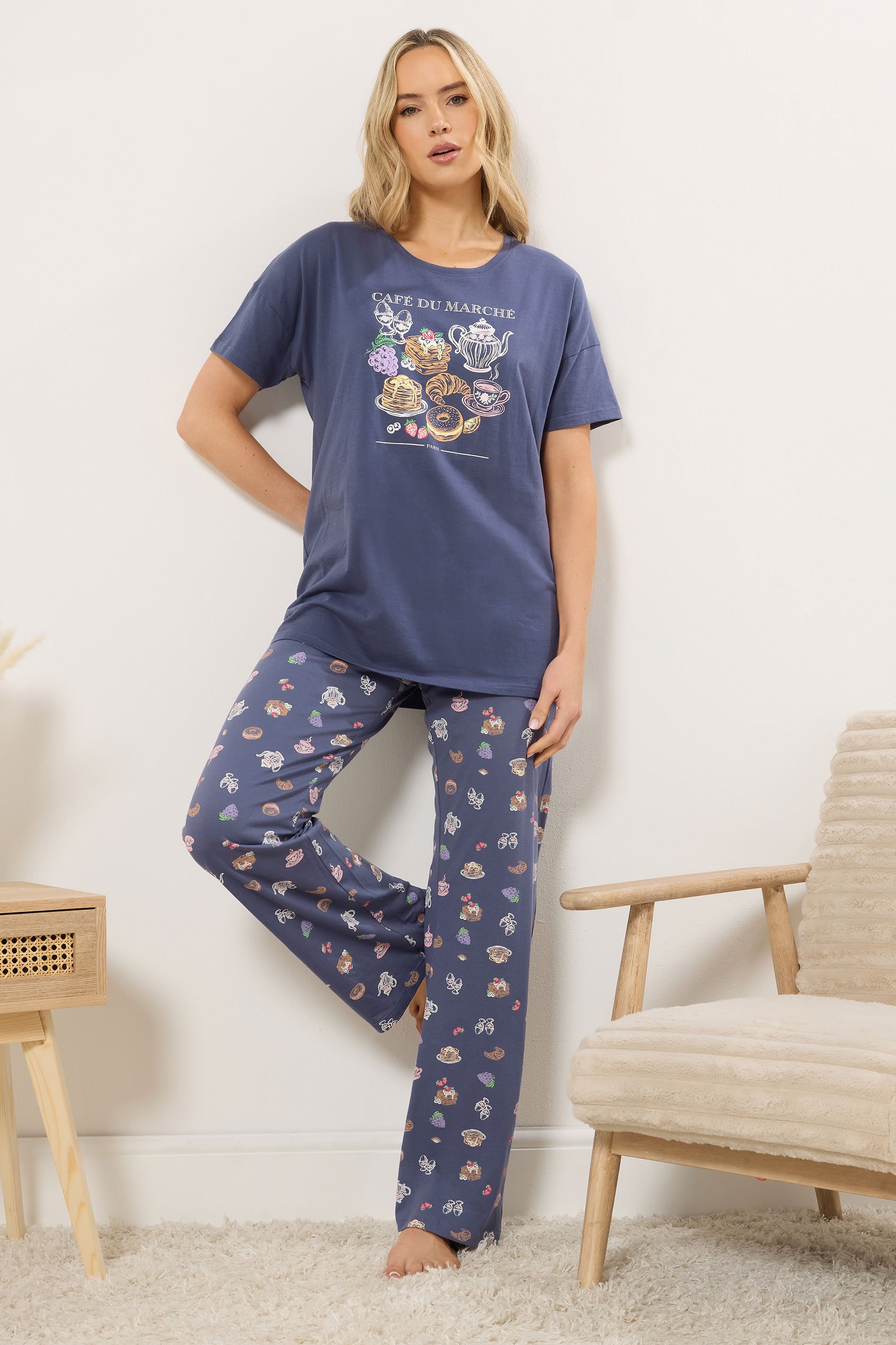 LTS Tall Women's Charcoal Grey Breakfast Graphic Pyjama Set | Long Tall Sally 2