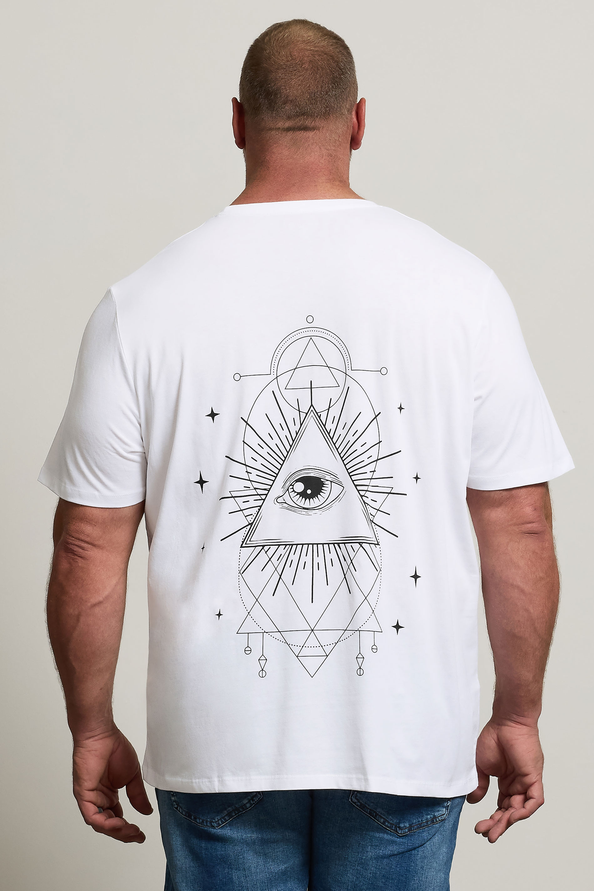 JACK & JONES Big & Tall White 'All Seeing Eye' Print T-Shirt | BadRhino 3