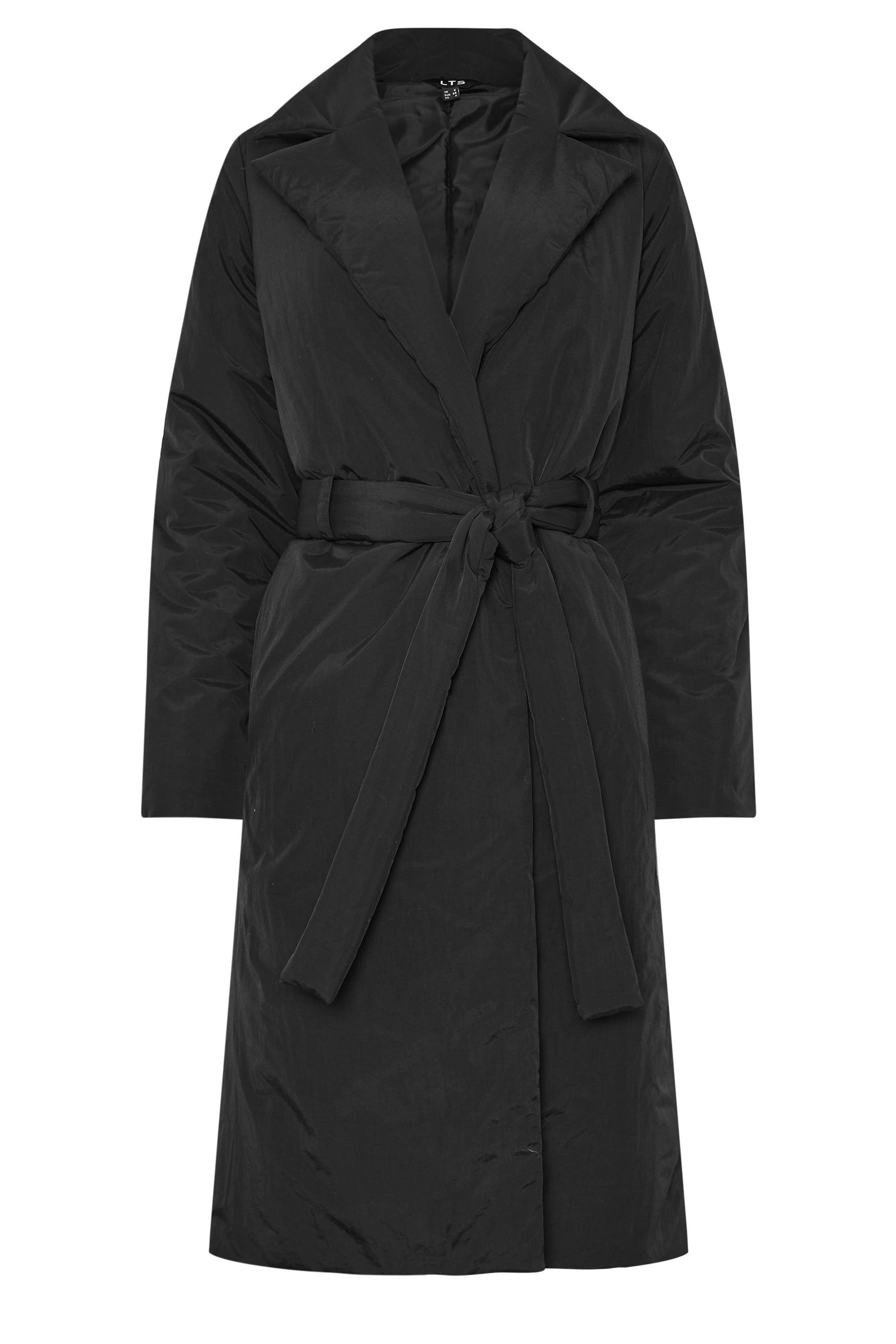 LTS Tall Black Belted Padded Midi Coat | Long Tall Sally 5