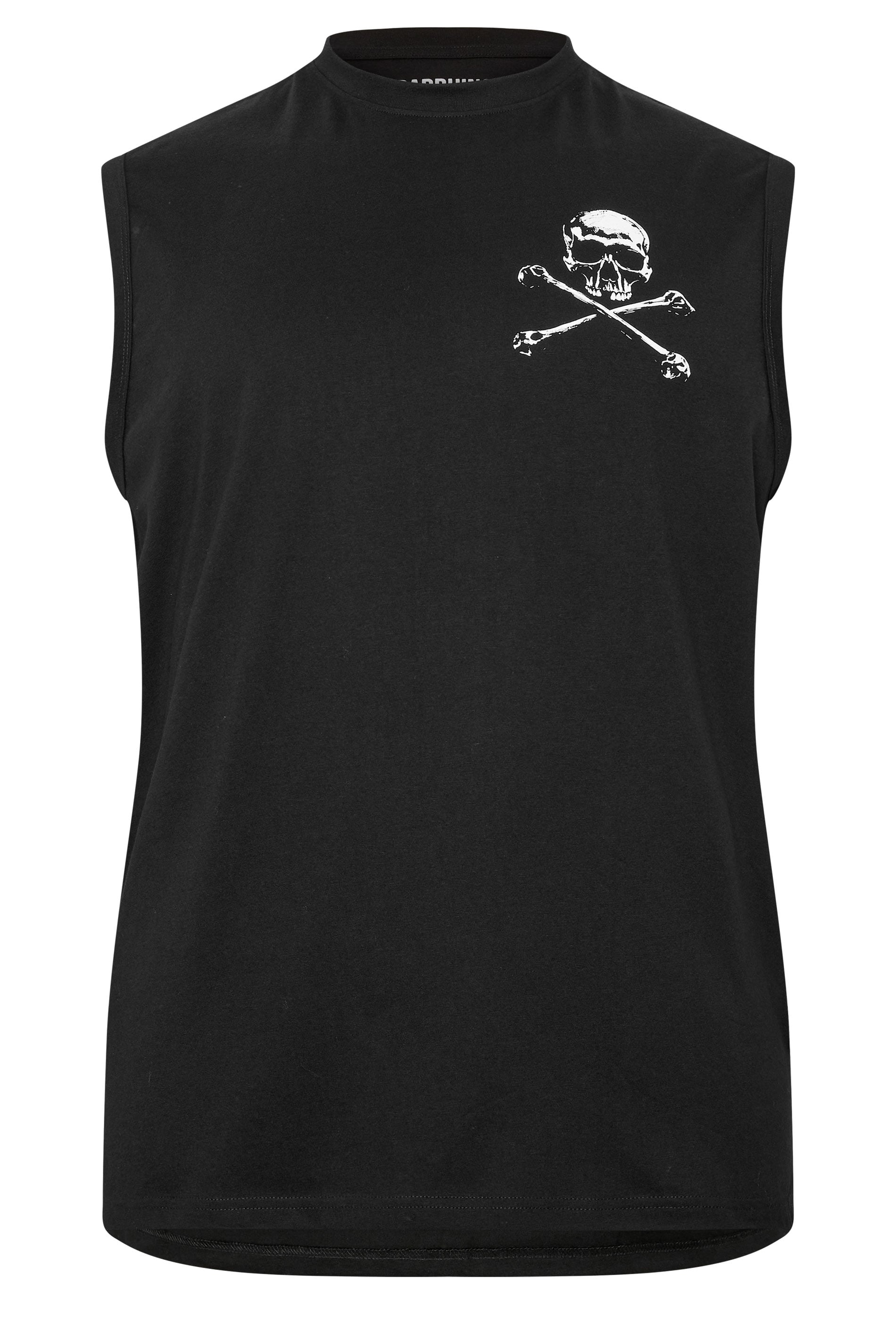 BadRhino Big & Tall Black Extra Long Skull & Crossbones Graphic Muscle Vest | BadRhino 6